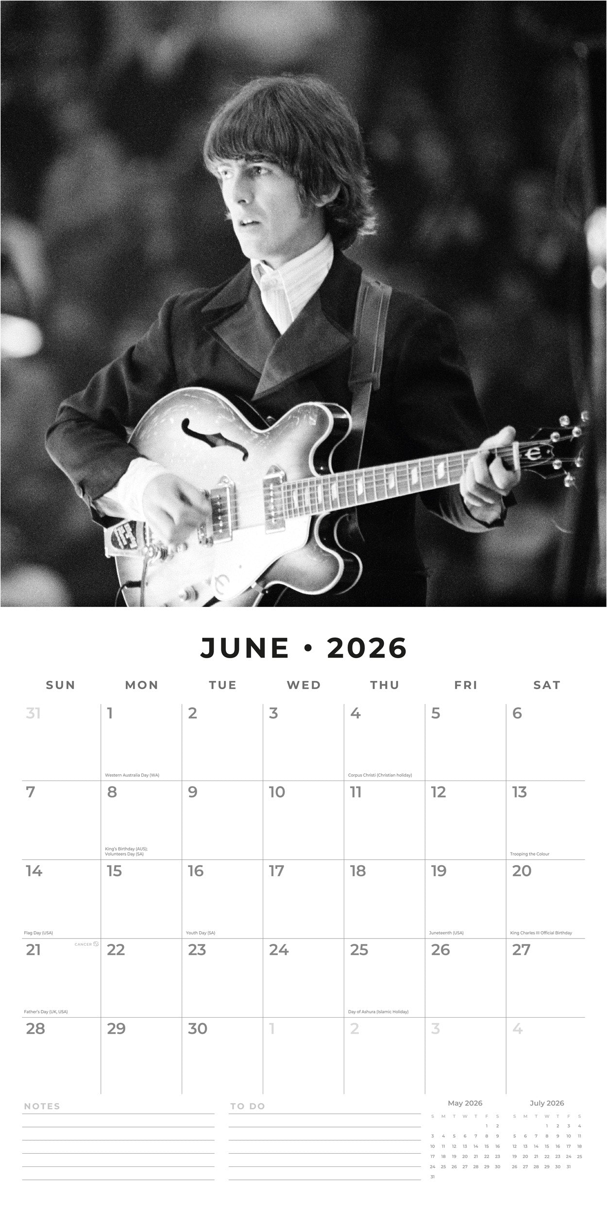 Red Robin 2026 The Beatles Monthly Wall Calendar | 12" x 24" Open | Premium Thick & Sturdy Paper | Hangable 12 Month Calendar | Lined Notes & To Do Area | Vivid Images | Plastic Free
