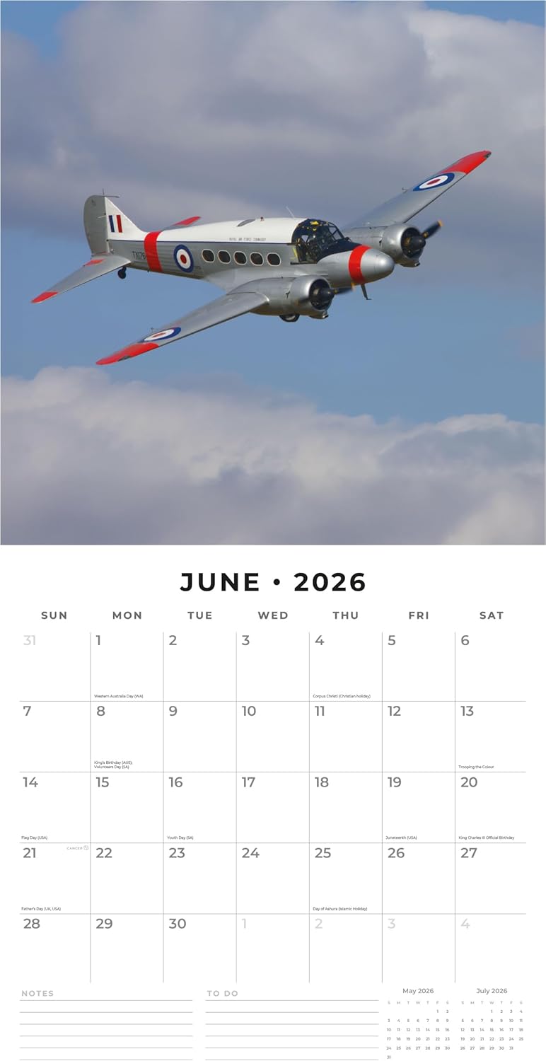Red Robin 2026 Air Legends Monthly Wall Calendar | 12" x 24" Open | Premium Thick & Sturdy Paper | Hangable 12 Month Calendar | Lined Notes & To Do Area | Vivid Images | Plastic Free