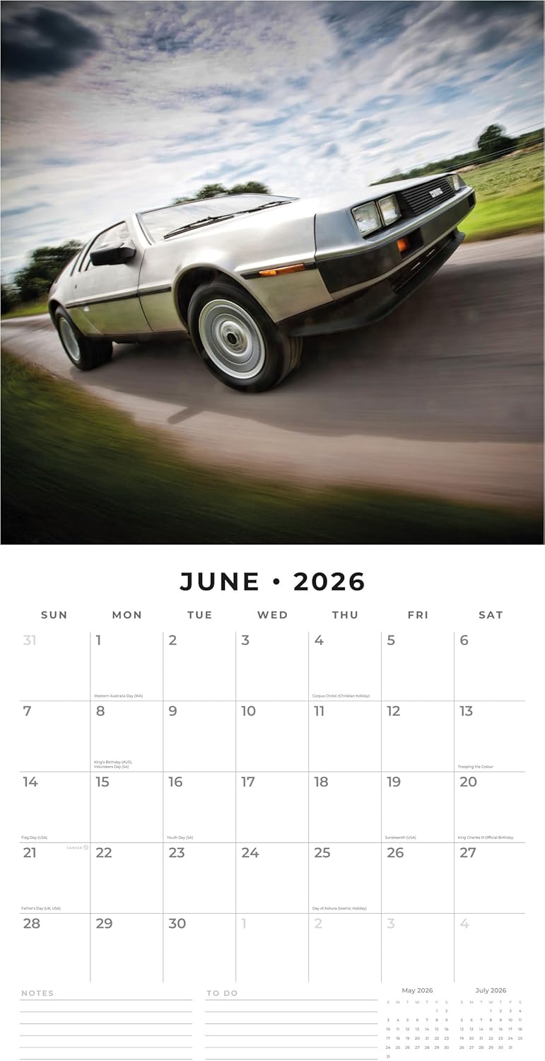 Red Robin 2026 Car Legends Monthly Wall Calendar | 12" x 24" Open | Premium Thick & Sturdy Paper | Hangable 12 Month Calendar | Lined Notes & To Do Area | Vivid Images | Plastic Free