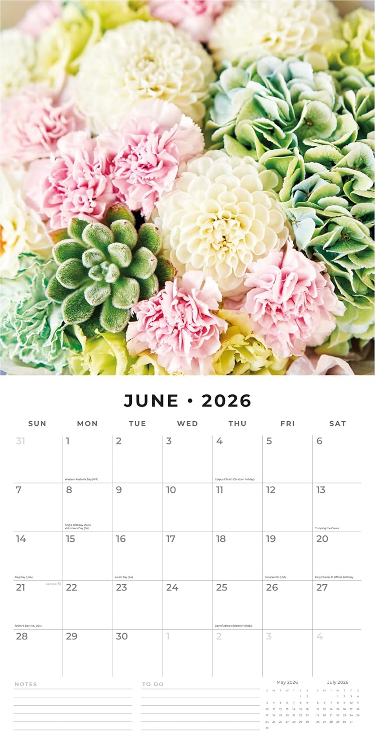 Red Robin 2026 Floral Collection Monthly Wall Calendar | 12" x 24" Open | Premium Thick & Sturdy Paper | Hangable 12 Month Calendar | Lined Notes & To Do Area | Vivid Images | Plastic Free
