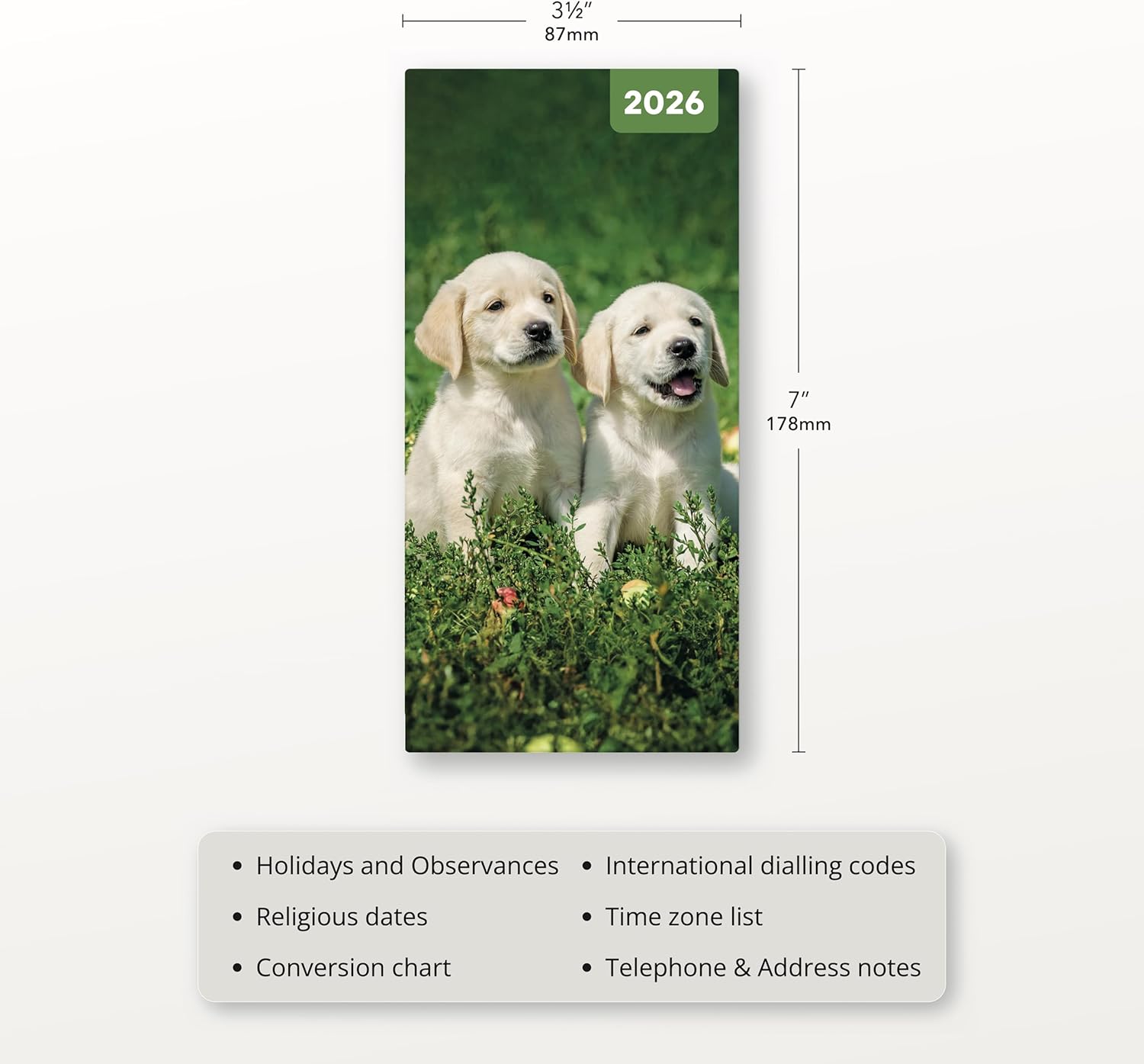 Red Robin 2026 Dogs & Puppies Pocket Weekly Planner, 7" x 3 1/2" | Premium Thick & Sturdy Paper | Full Week View | Plastic Free | Compact Planner