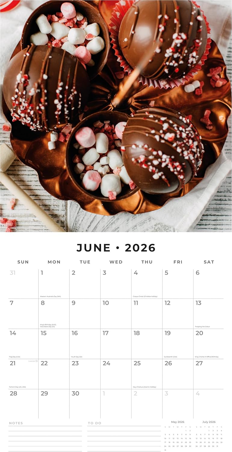 Red Robin 2026 Chocolate Lovers Monthly Wall Calendar | 12" x 24" Open | Premium Thick & Sturdy Paper | Hangable 12 Month Calendar | Lined Notes & To Do Area | Vivid Images | Plastic Free