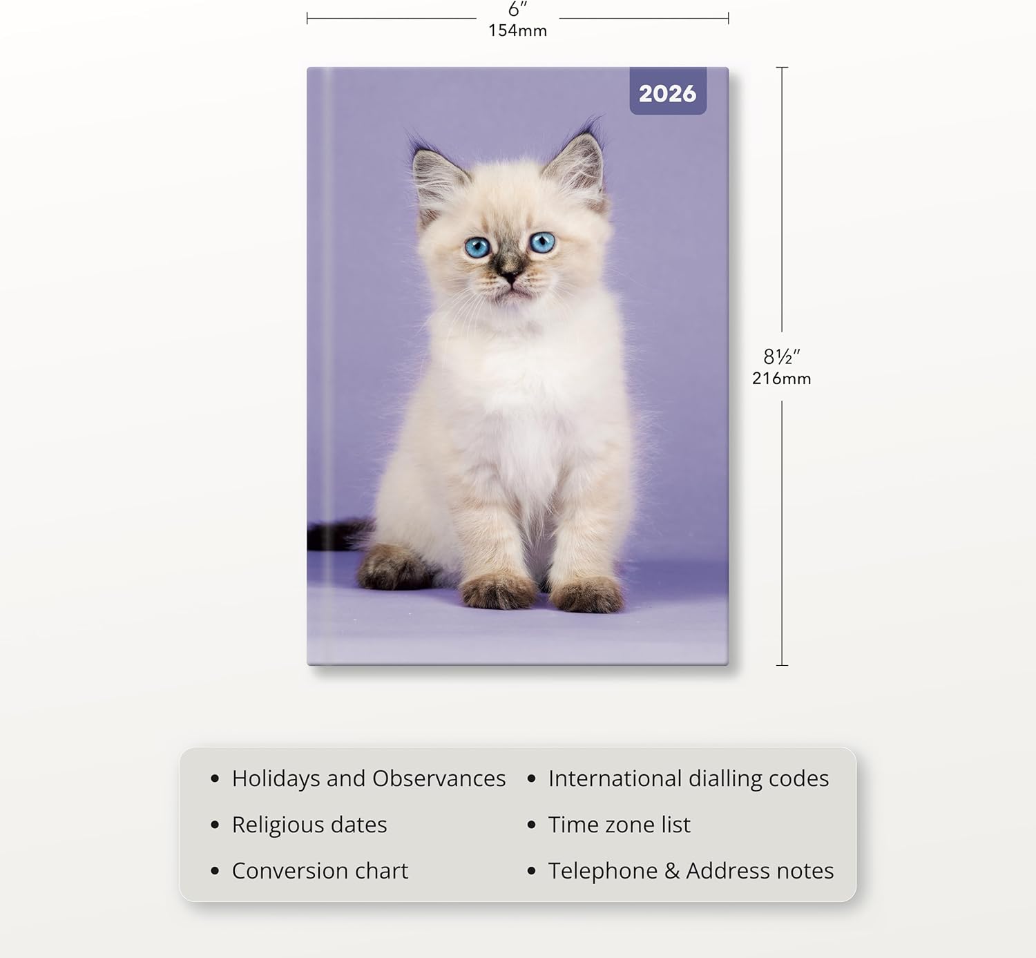 Red Robin 2026 Cats & Kittens Weekly Planner, A5 Padded 8 1/2" x 6" | Premium Thick & Sturdy Paper | Full Week View | Plastic Free