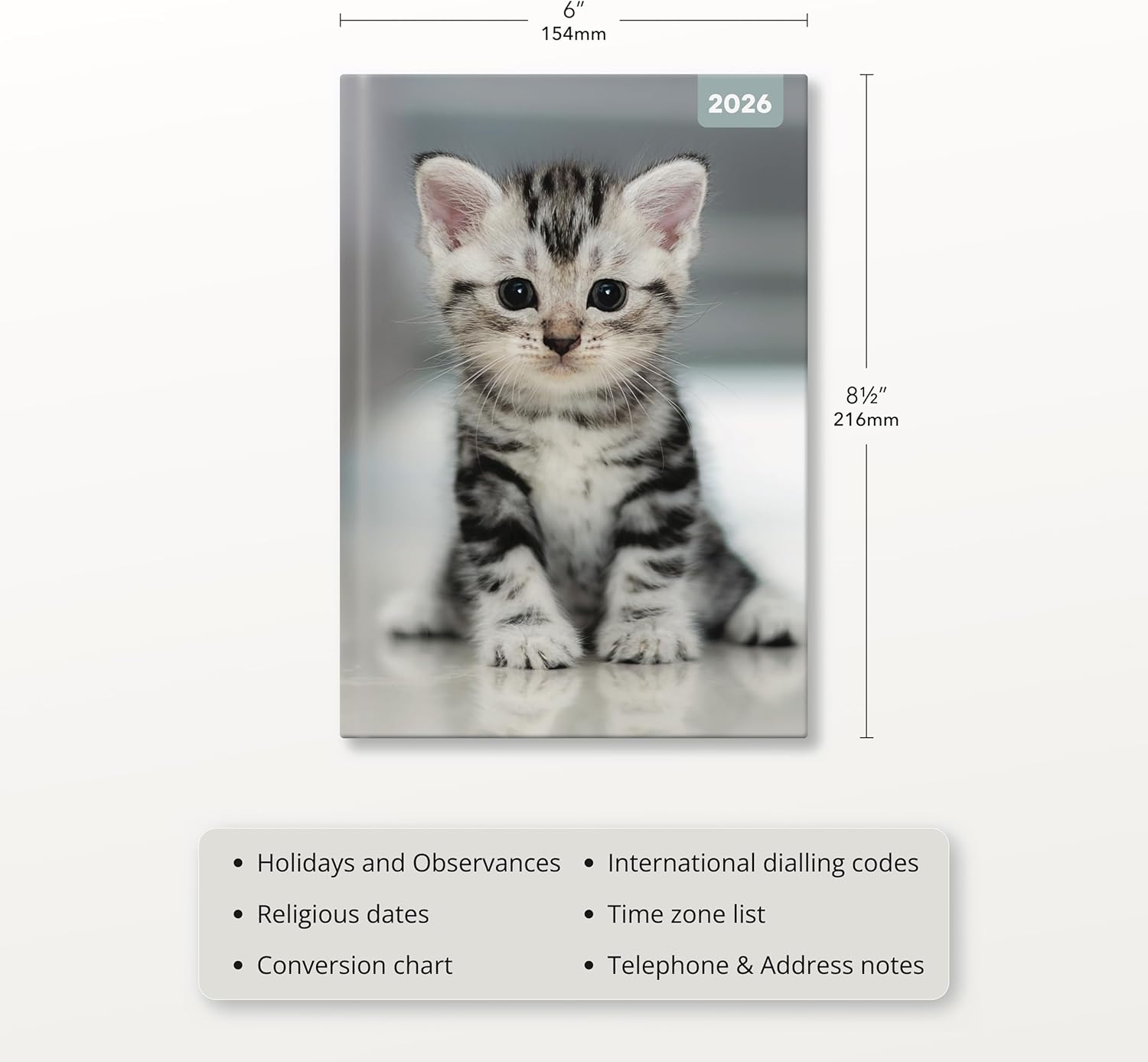 Red Robin 2026 Cute Kittens Weekly Planner, A5 Padded 8 1/2" x 6" | Premium Thick & Sturdy Paper | Full Week View | Plastic Free