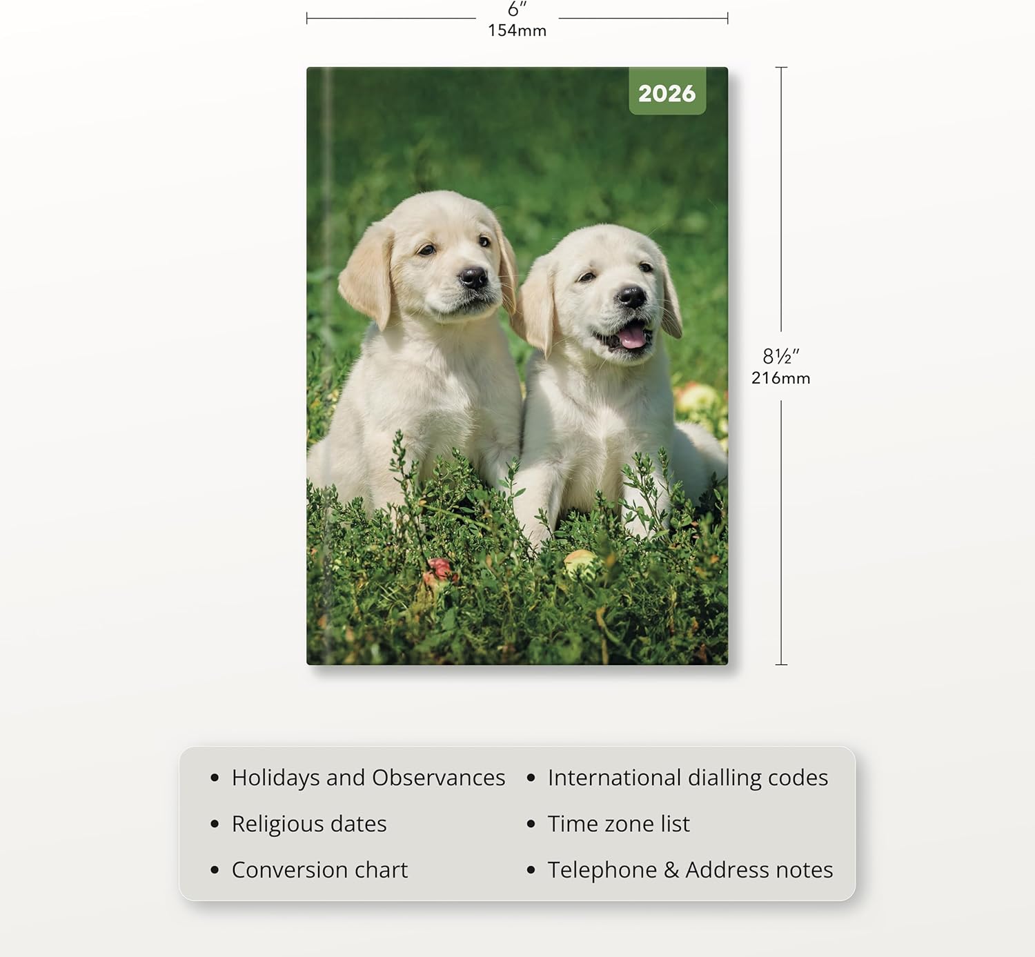 Red Robin 2026 Dogs & Puppies Weekly Planner, A5 Padded 8 1/2" x 6" | Premium Thick & Sturdy Paper | Full Week View | Plastic Free