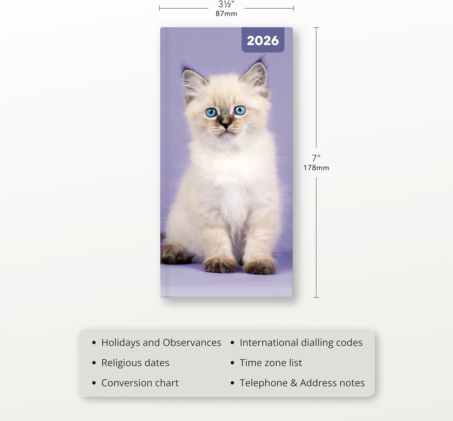 Red Robin 2026 Cats & Kittens Pocket Weekly Planner, 7" x 3 1/2" | Premium Thick & Sturdy Paper | Full Week View | Plastic Free | Compact Planner