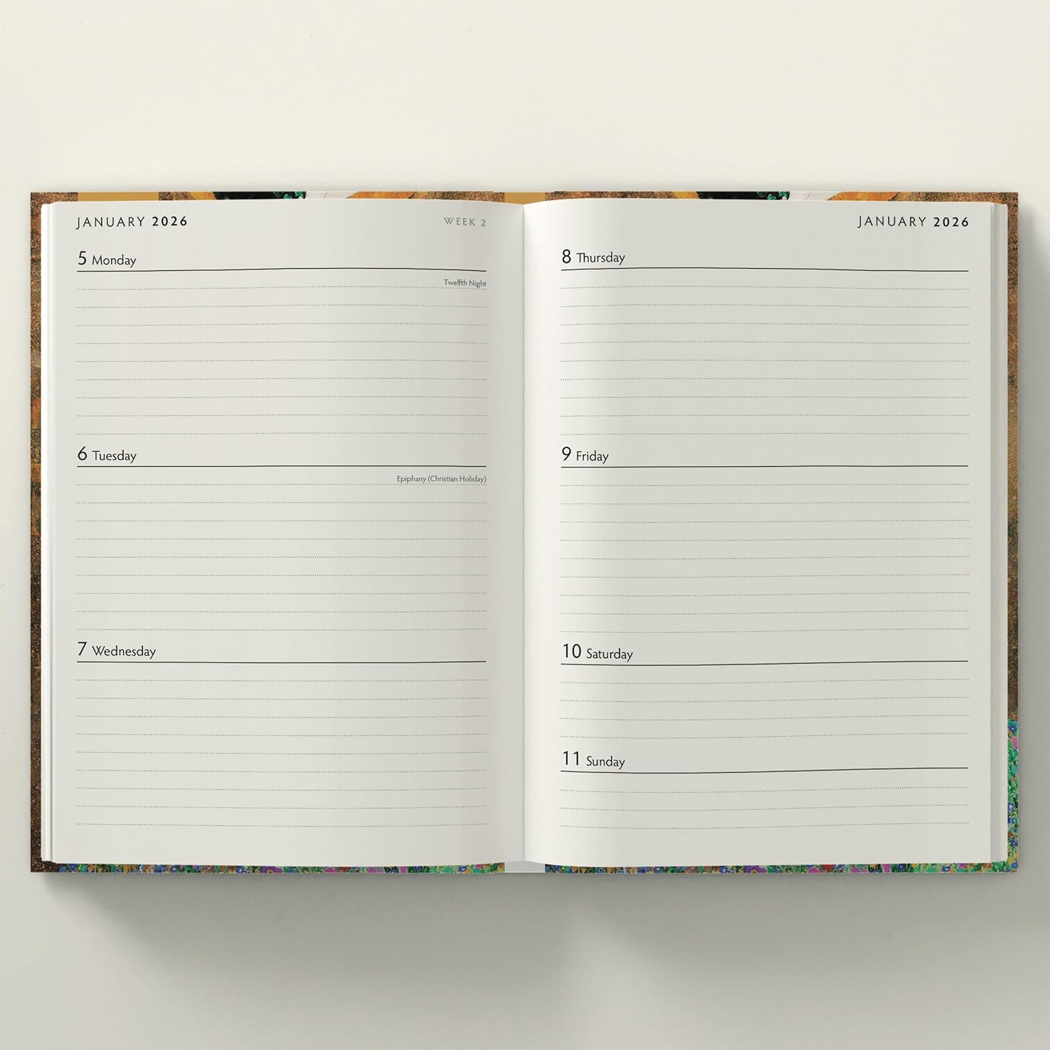 Red Robin 2026 Klimt Weekly Planner, A5 Padded 8 1/2" x 6" | Premium Thick & Sturdy Paper | Full Week View | Plastic Free
