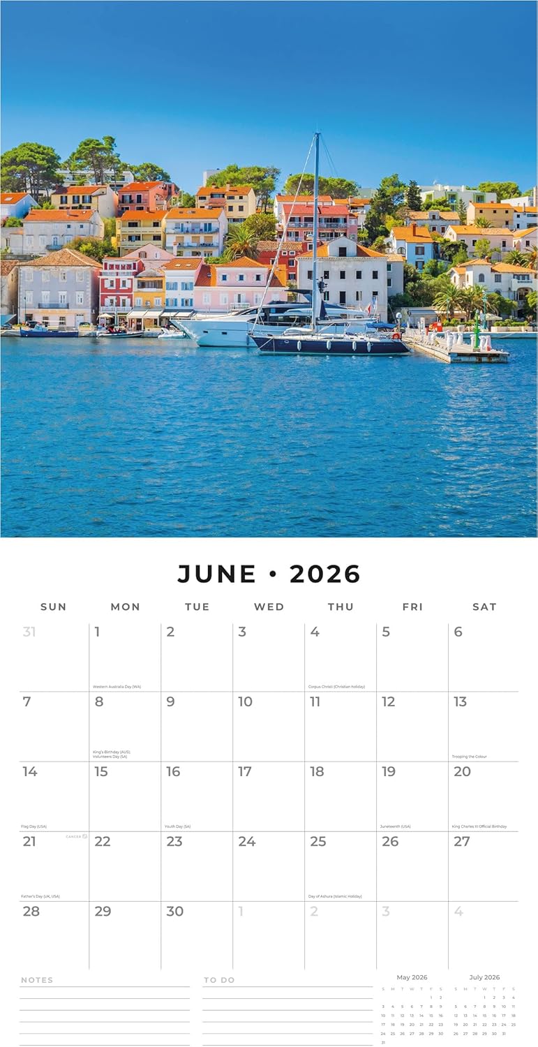 Red Robin 2026 Croatia Monthly Wall Calendar | 12" x 24" Open | Premium Thick & Sturdy Paper | Hangable 12 Month Calendar | Lined Notes & To Do Area | Vivid Images | Plastic Free