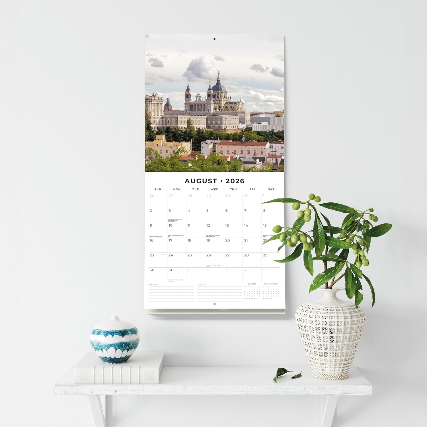 Red Robin 2026 Cathedrals of the World Monthly Wall Calendar | 12" x 24" Open | Premium Thick & Sturdy Paper | Hangable 12 Month Calendar | Lined Notes & To Do Area | Vivid Images | Plastic Free