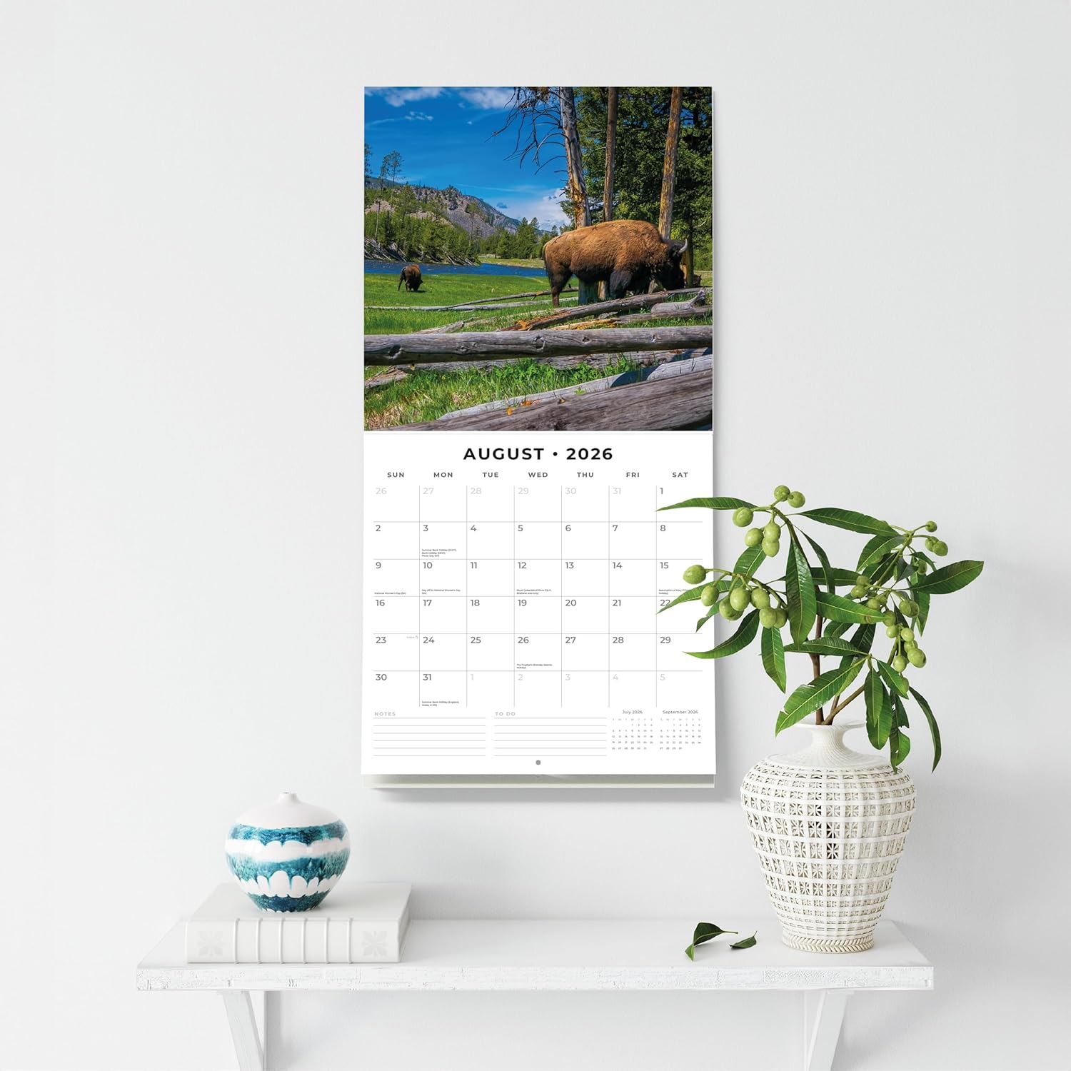 Red Robin 2026 American Wild West Monthly Wall Calendar | 12" x 24" Open | Premium Thick & Sturdy Paper | Hangable 12 Month Calendar | Lined Notes & To Do Area | Vivid Images | Plastic Free