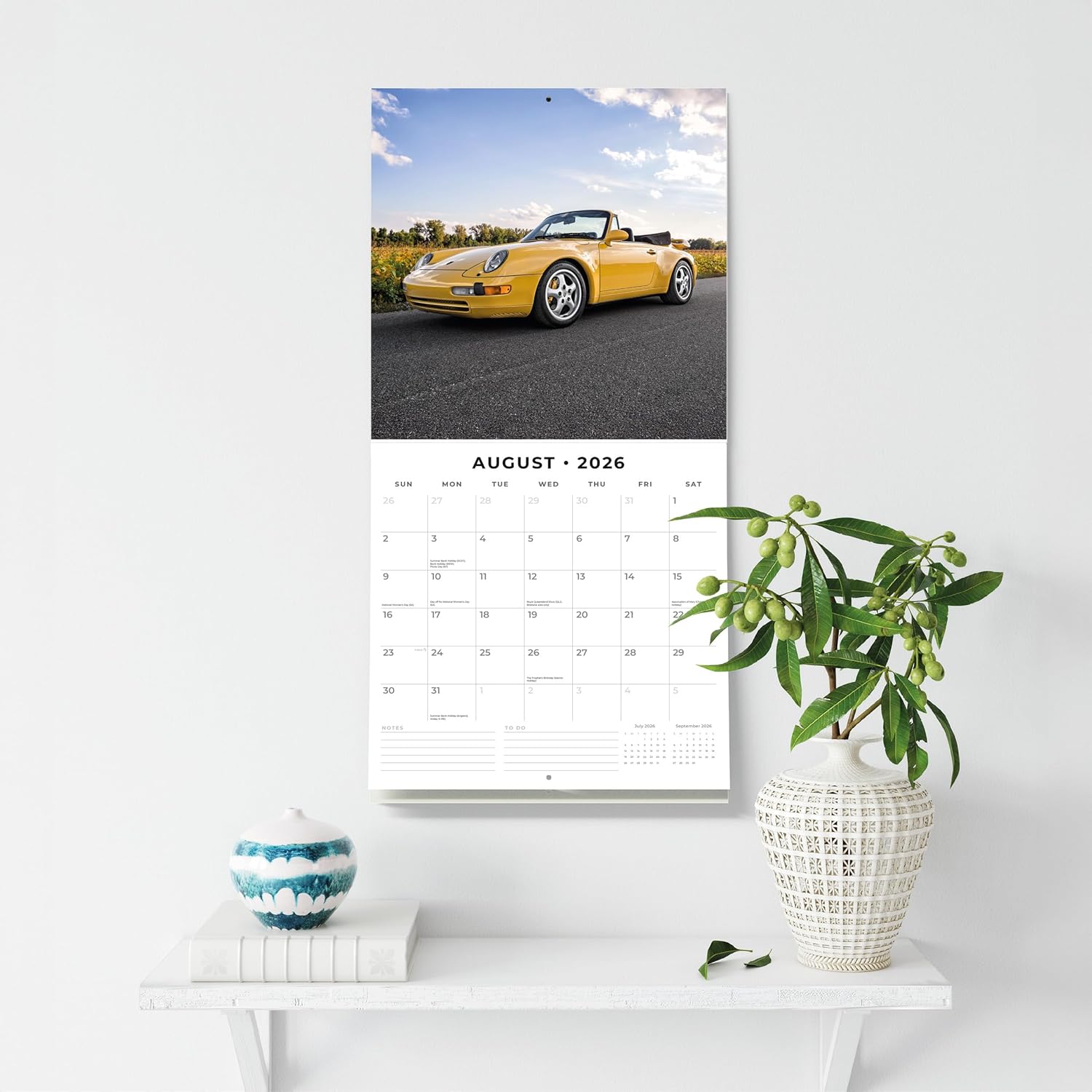 Red Robin 2026 Porsche Monthly Wall Calendar | 12" x 24" Open | Premium Thick & Sturdy Paper | Hangable 12 Month Calendar | Lined Notes & To Do Area | Vivid Images | Plastic Free