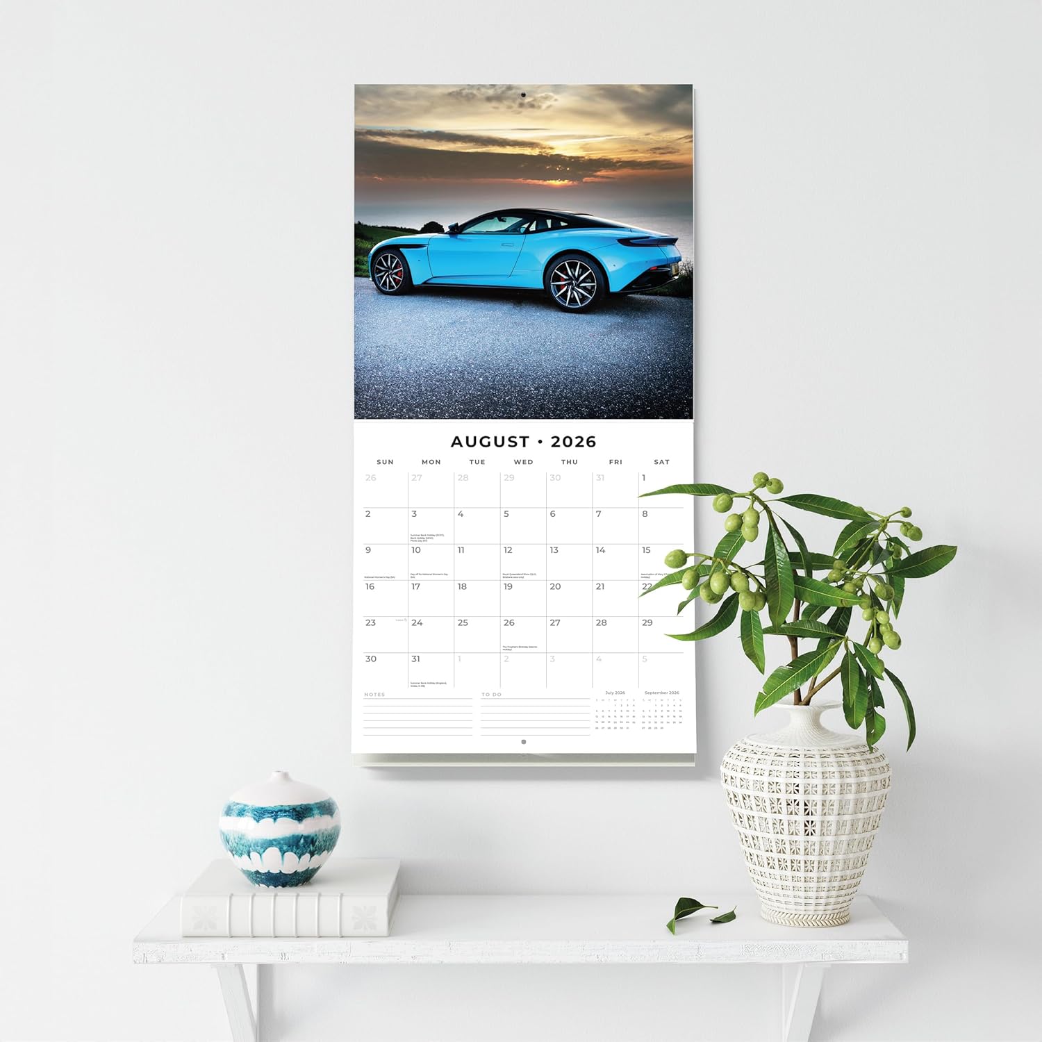 Red Robin 2026 Dream Cars Monthly Wall Calendar | 12" x 24" Open | Premium Thick & Sturdy Paper | Hangable 12 Month Calendar | Lined Notes & To Do Area | Vivid Images | Plastic Free
