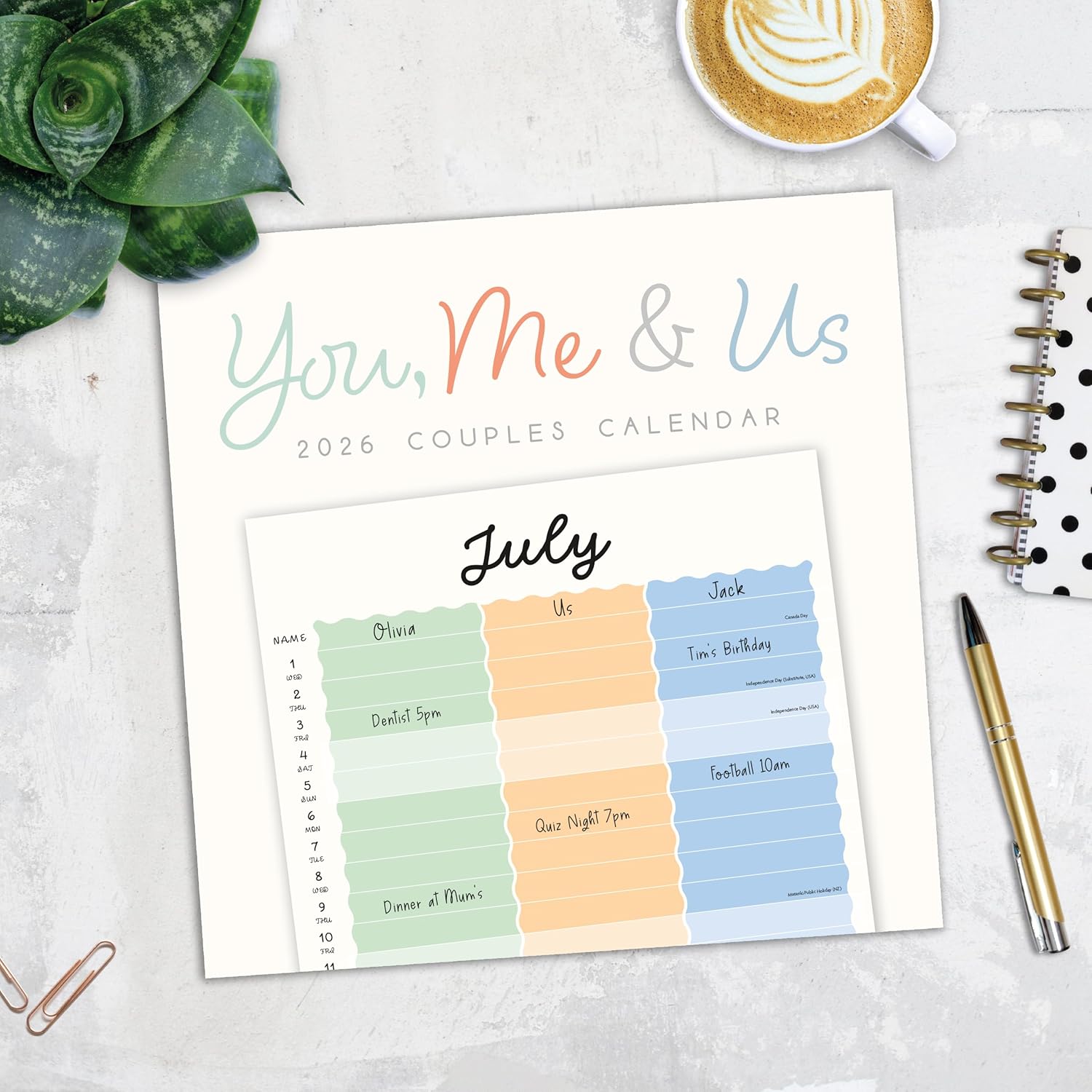 Red Robin 2026 You, Me & Us Monthly Wall Calendar | 12" x 24" Open | Premium Thick & Sturdy Paper | Hangable 12 Month Calendar | Lined Notes & To Do Area | Vivid Images | Plastic Free