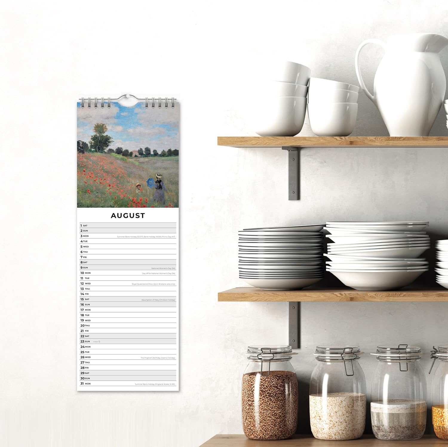 Red Robin 2026 Monet Monthly Slim Calendar | 6" x 16" Open | Premium Thick & Sturdy Paper | Tall Hangable 12 Month Calendar | Vivid Images | Plastic Free | Wire Spiral