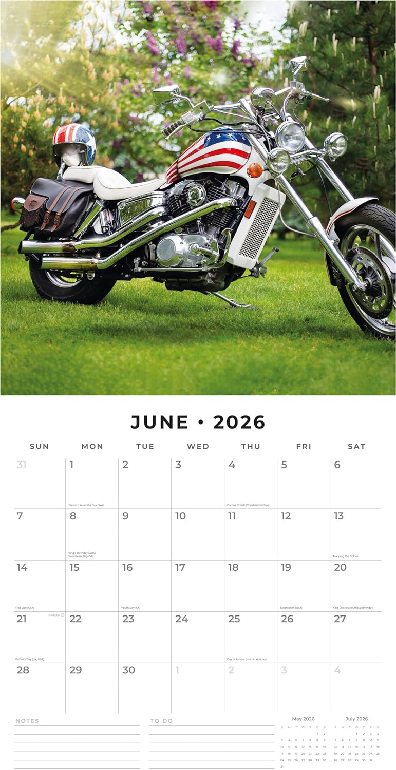 Red Robin 2026 Custom Bikes Monthly Wall Calendar | 12" x 24" Open | Premium Thick & Sturdy Paper | Hangable 12 Month Calendar | Lined Notes & To Do Area | Vivid Images | Plastic Free