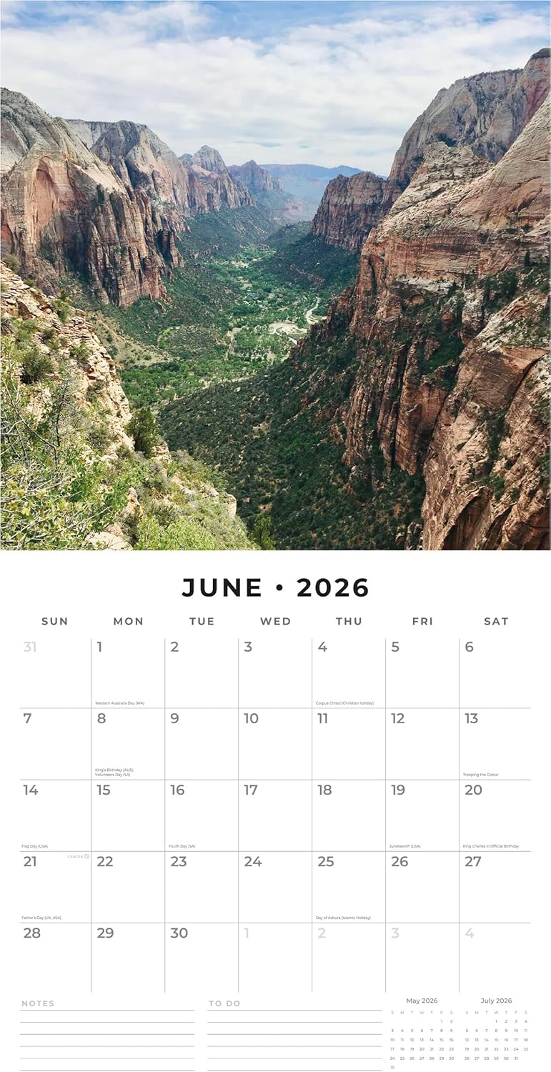 Red Robin 2026 National Parks of America Monthly Wall Calendar | 12" x 24" Open | Premium Thick & Sturdy Paper | Hangable 12 Month Calendar | Lined Notes & To Do Area | Vivid Images | Plastic Free