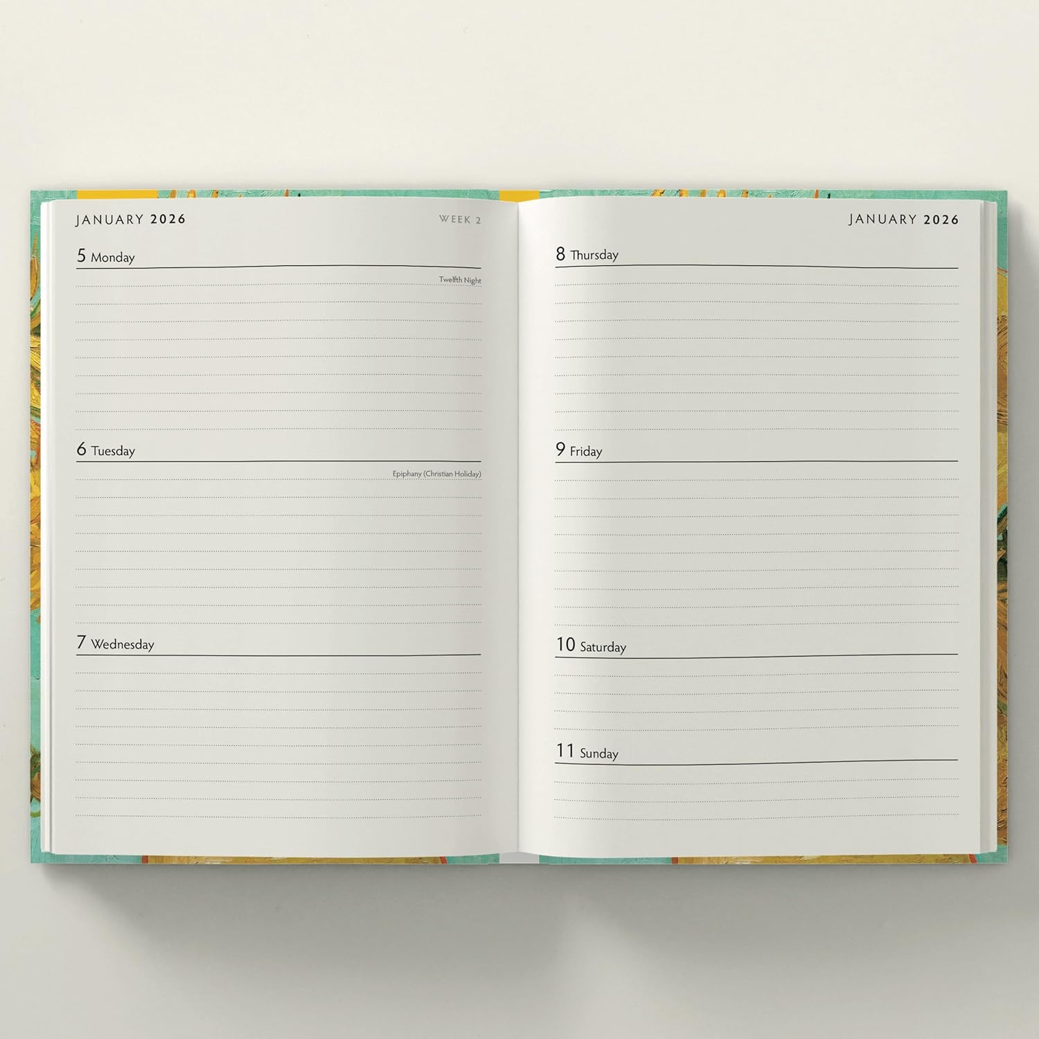 Red Robin 2026 Van Gogh Weekly Planner, A5 Padded 8 1/2" x 6" | Premium Thick & Sturdy Paper | Full Week View | Plastic Free