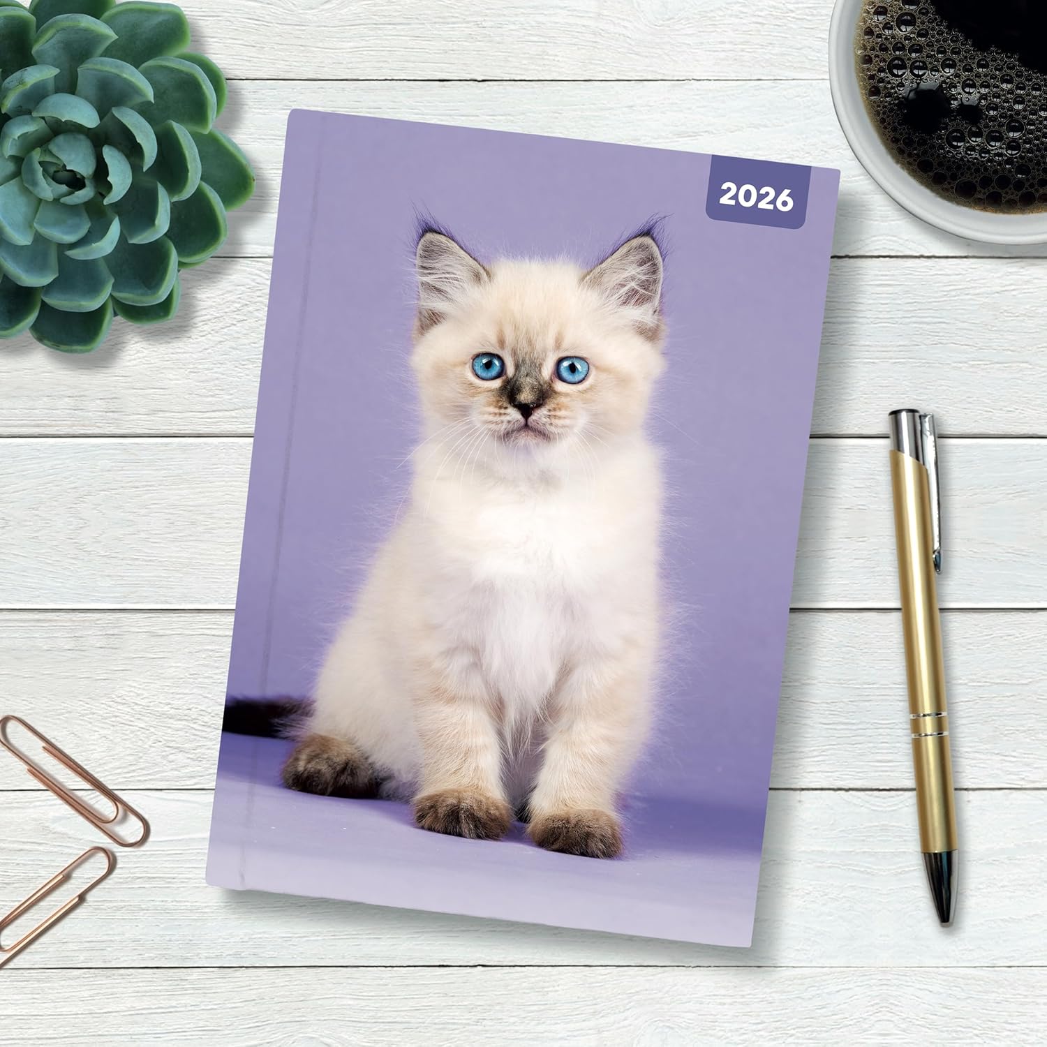 Red Robin 2026 Cats & Kittens Weekly Planner, A5 Padded 8 1/2" x 6" | Premium Thick & Sturdy Paper | Full Week View | Plastic Free