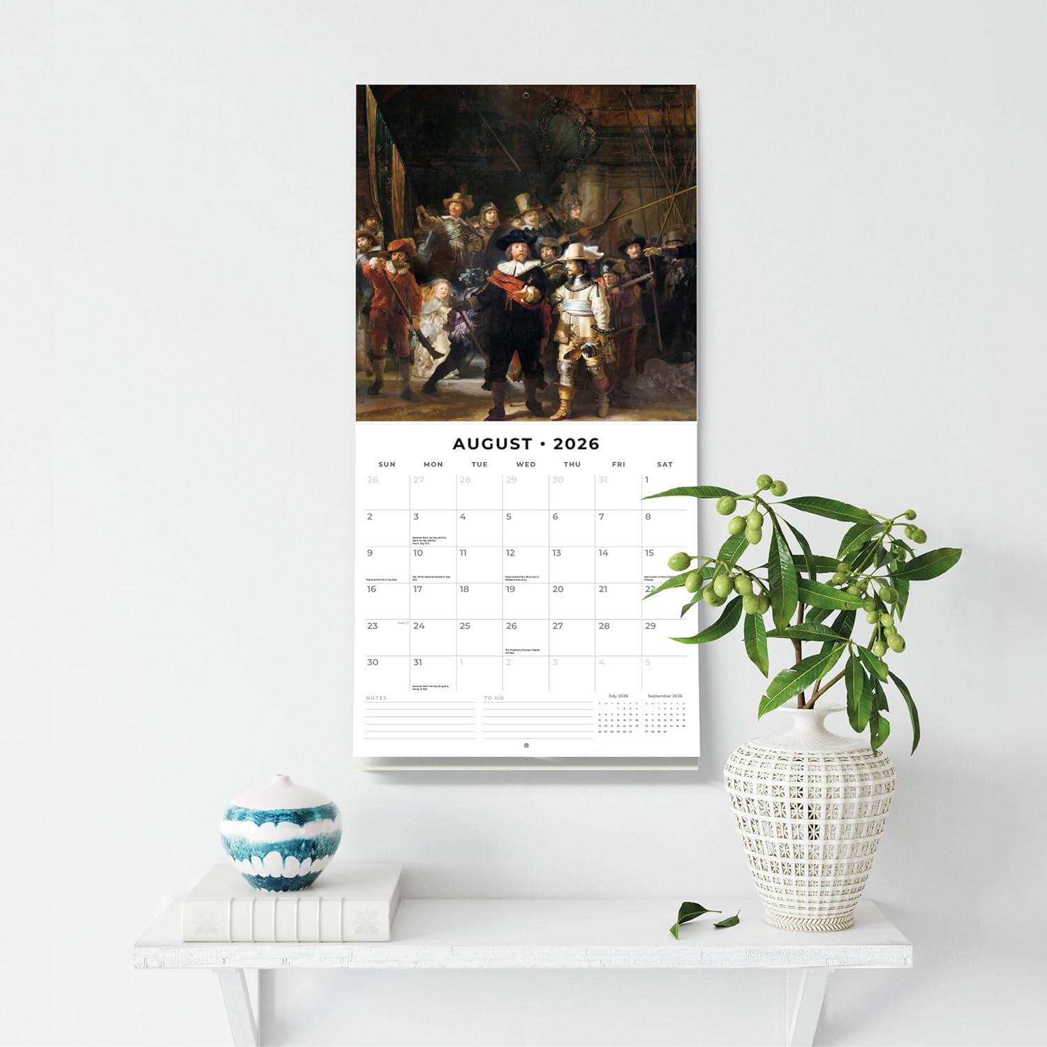 Red Robin 2026 Rembrandt Monthly Wall Calendar | 12" x 24" Open | Premium Thick & Sturdy Paper | Hangable 12 Month Calendar | Lined Notes & To Do Area | Vivid Images | Plastic Free