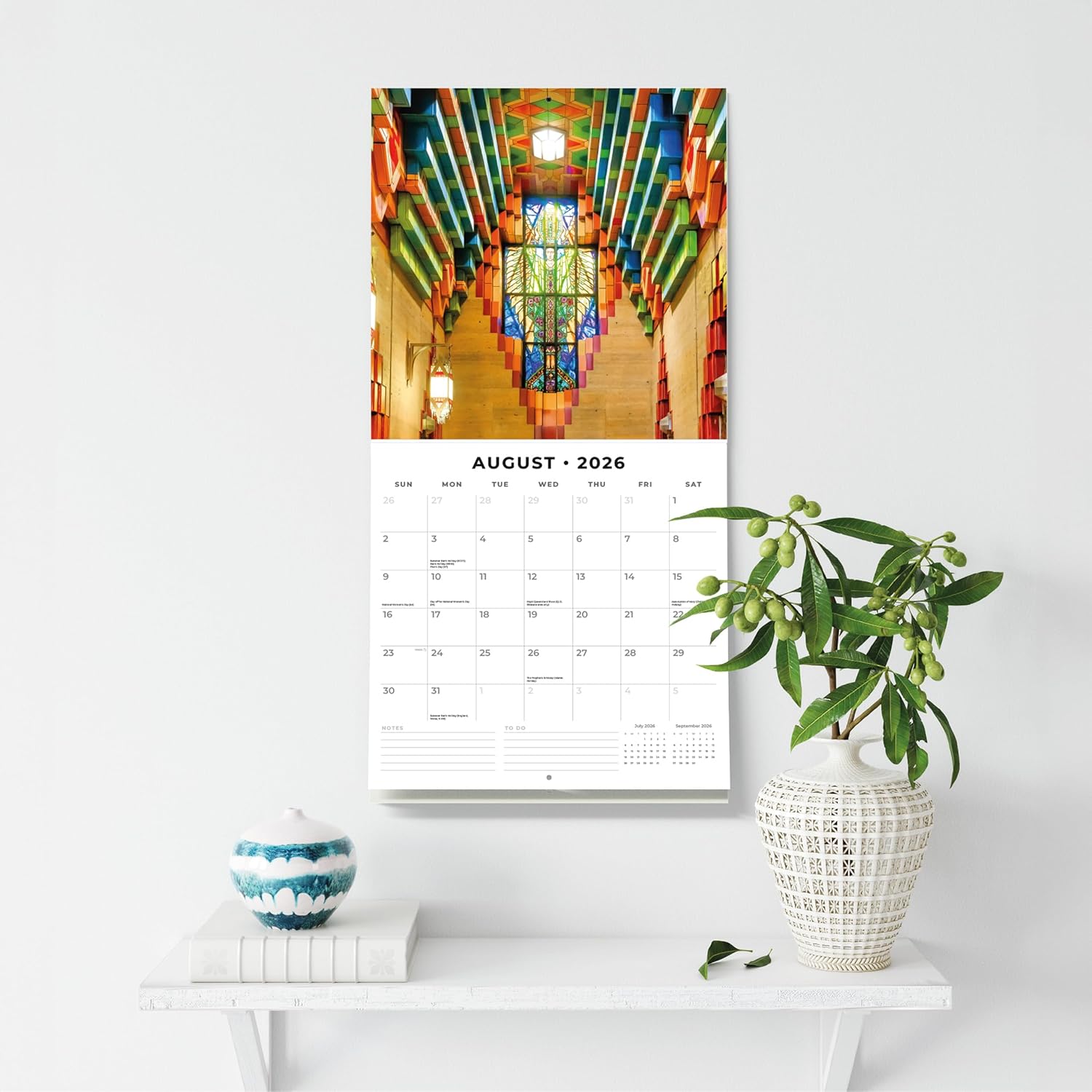 Red Robin 2026 Art Deco Monthly Wall Calendar | 12" x 24" Open | Premium Thick & Sturdy Paper | Hangable 12 Month Calendar | Lined Notes & To Do Area | Vivid Images | Plastic Free