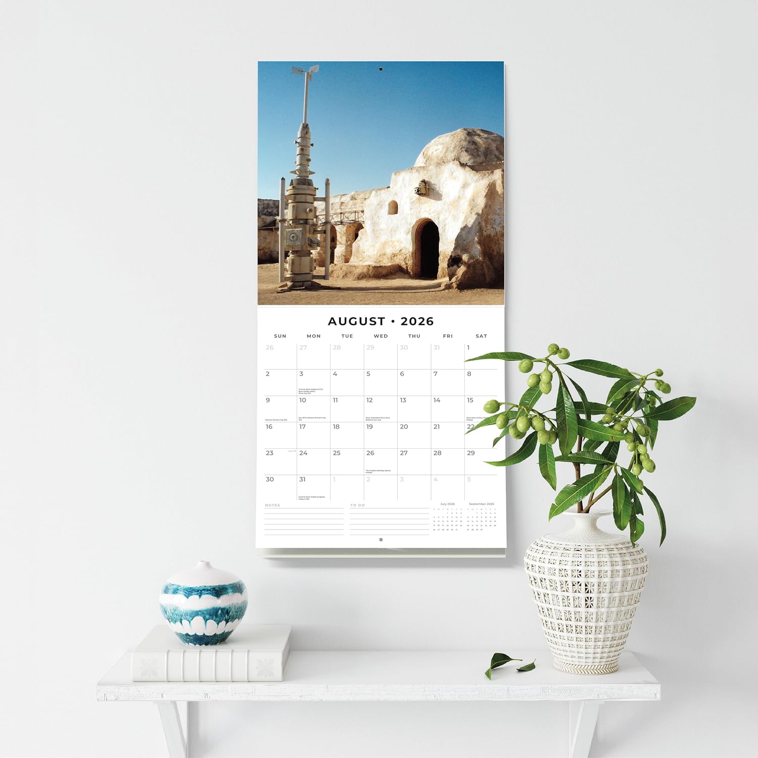 Red Robin 2026 Iconic Movie Locations Monthly Wall Calendar | 12" x 24" Open | Premium Thick & Sturdy Paper | Hangable 12 Month Calendar | Lined Notes & To Do Area | Vivid Images | Plastic Free