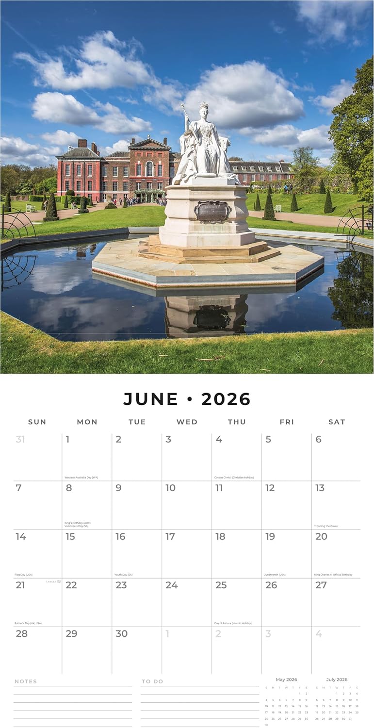 Red Robin 2026 London Monthly Wall Calendar | 12" x 24" Open | Premium Thick & Sturdy Paper | Hangable 12 Month Calendar | Lined Notes & To Do Area | Vivid Images | Plastic Free