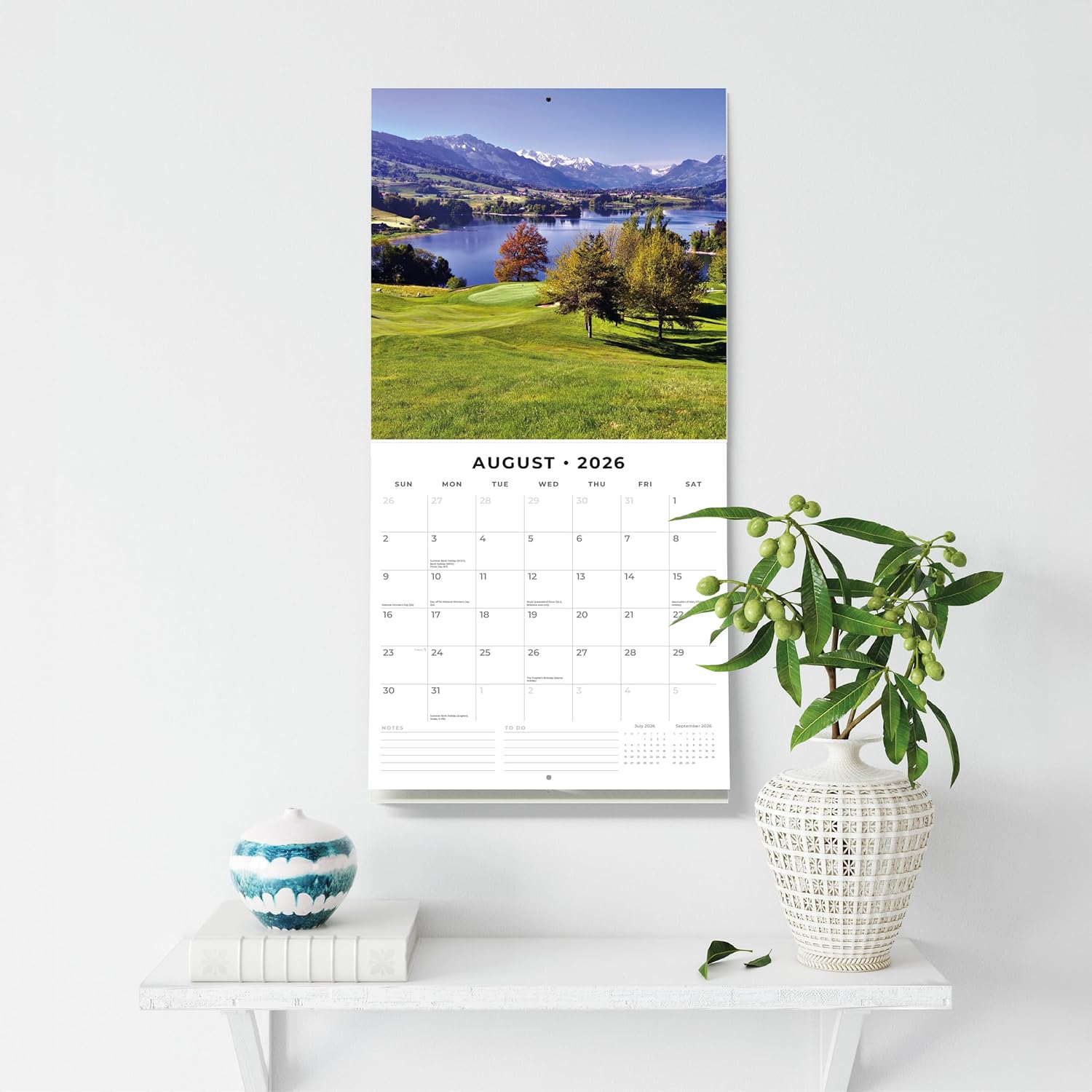 Red Robin 2026 World of Golf Monthly Wall Calendar | 12" x 24" Open | Premium Thick & Sturdy Paper | Hangable 12 Month Calendar | Lined Notes & To Do Area | Vivid Images | Plastic Free