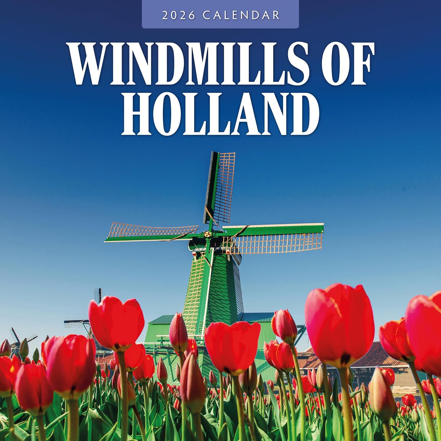 Red Robin 2026 Windmills of Holland Monthly Wall Calendar | 12" x 24" Open | Premium Thick & Sturdy Paper | Hangable 12 Month Calendar | Lined Notes & To Do Area | Vivid Images | Plastic Free