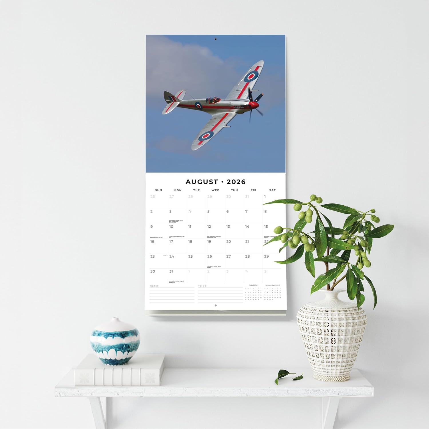 Red Robin 2026 Air Legends Monthly Wall Calendar | 12" x 24" Open | Premium Thick & Sturdy Paper | Hangable 12 Month Calendar | Lined Notes & To Do Area | Vivid Images | Plastic Free