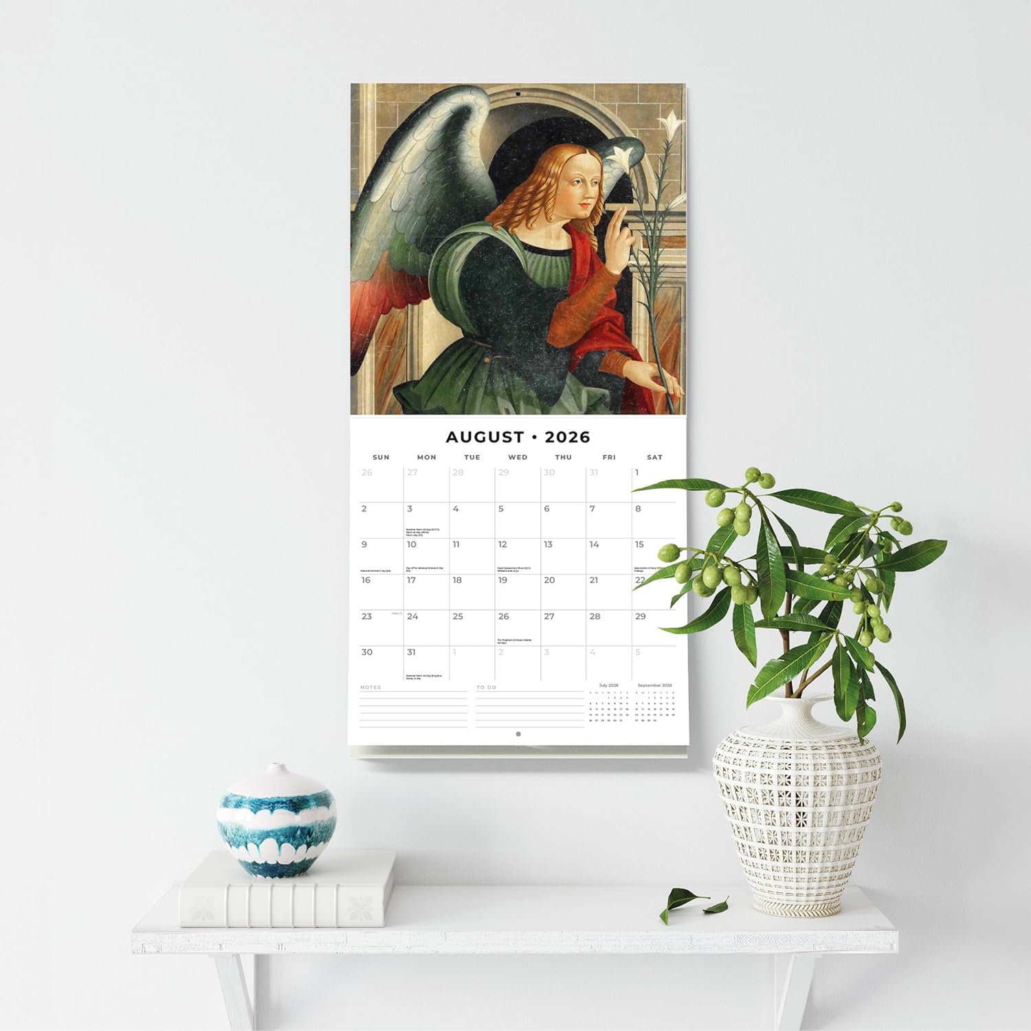 Red Robin 2026 Angels Monthly Wall Calendar | 12" x 24" Open | Premium Thick & Sturdy Paper | Hangable 12 Month Calendar | Lined Notes & To Do Area | Vivid Images | Plastic Free