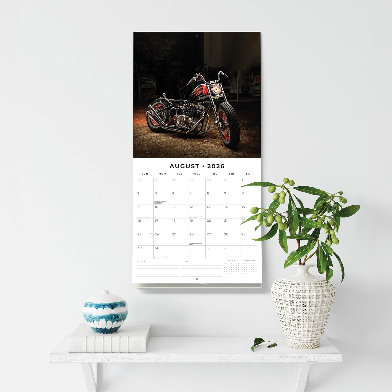 Red Robin 2026 Custom Bikes Monthly Wall Calendar | 12" x 24" Open | Premium Thick & Sturdy Paper | Hangable 12 Month Calendar | Lined Notes & To Do Area | Vivid Images | Plastic Free