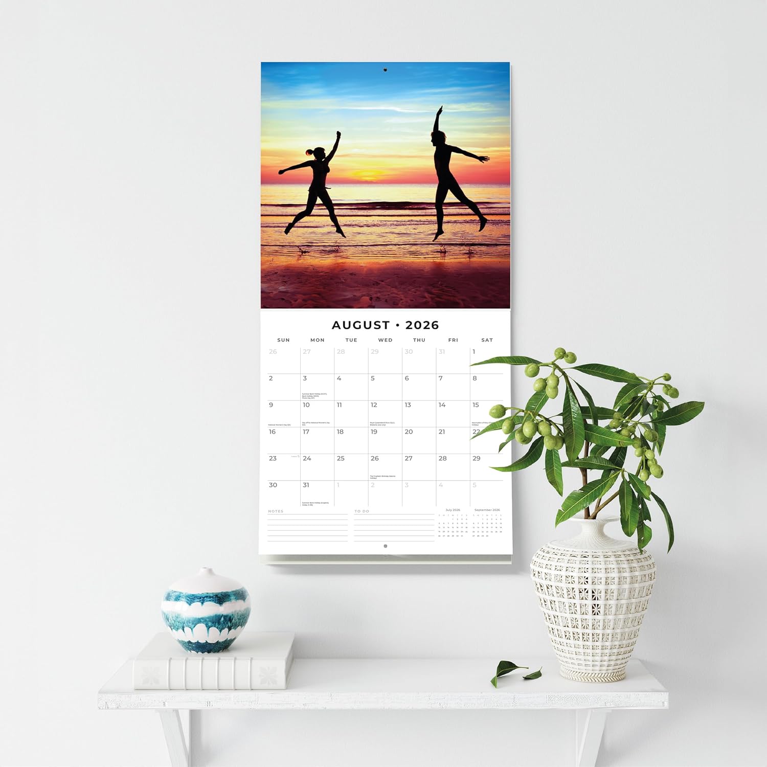 Red Robin 2026 Carpe Diem Monthly Wall Calendar | 12" x 24" Open | Premium Thick & Sturdy Paper | Hangable 12 Month Calendar | Lined Notes & To Do Area | Vivid Images | Plastic Free