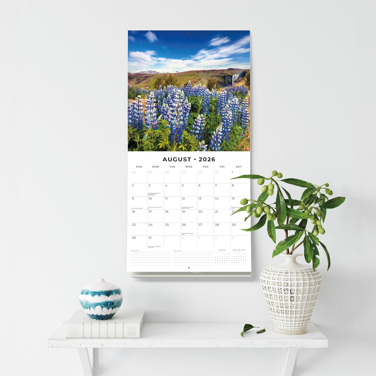 Red Robin 2026 Seasons Monthly Wall Calendar | 12" x 24" Open | Premium Thick & Sturdy Paper | Hangable 12 Month Calendar | Lined Notes & To Do Area | Vivid Images | Plastic Free