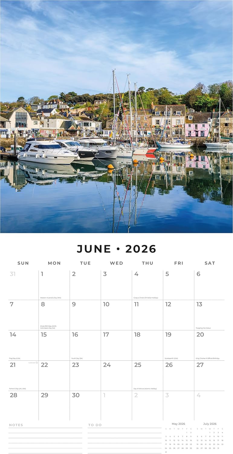 Red Robin 2026 Seaside Towns Monthly Wall Calendar | 12" x 24" Open | Premium Thick & Sturdy Paper | Hangable 12 Month Calendar | Lined Notes & To Do Area | Vivid Images | Plastic Free