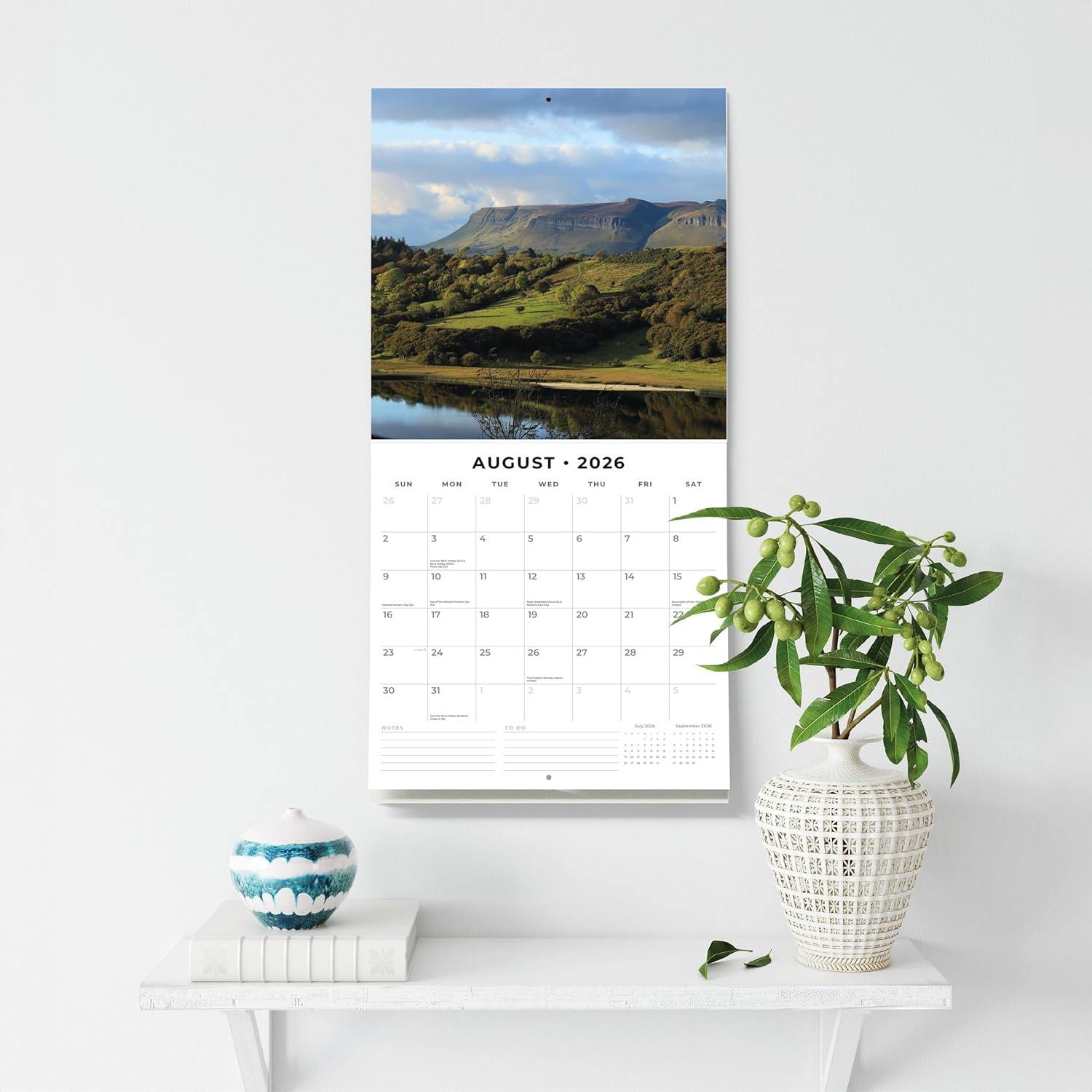 Red Robin 2026 Ireland Monthly Wall Calendar | 12" x 24" Open | Premium Thick & Sturdy Paper | Hangable 12 Month Calendar | Lined Notes & To Do Area | Vivid Images | Plastic Free