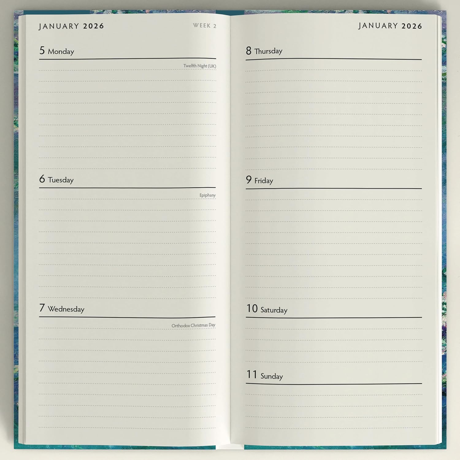 Red Robin 2026 Monet Pocket Weekly Planner, 7" x 3 1/2" | Premium Thick & Sturdy Paper | Full Week View | Plastic Free | Compact Planner