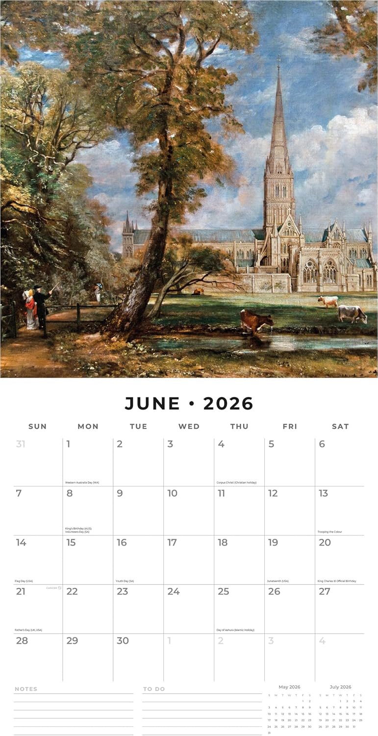 Red Robin 2026 Constable Monthly Wall Calendar | 12" x 24" Open | Premium Thick & Sturdy Paper | Hangable 12 Month Calendar | Lined Notes & To Do Area | Vivid Images | Plastic Free