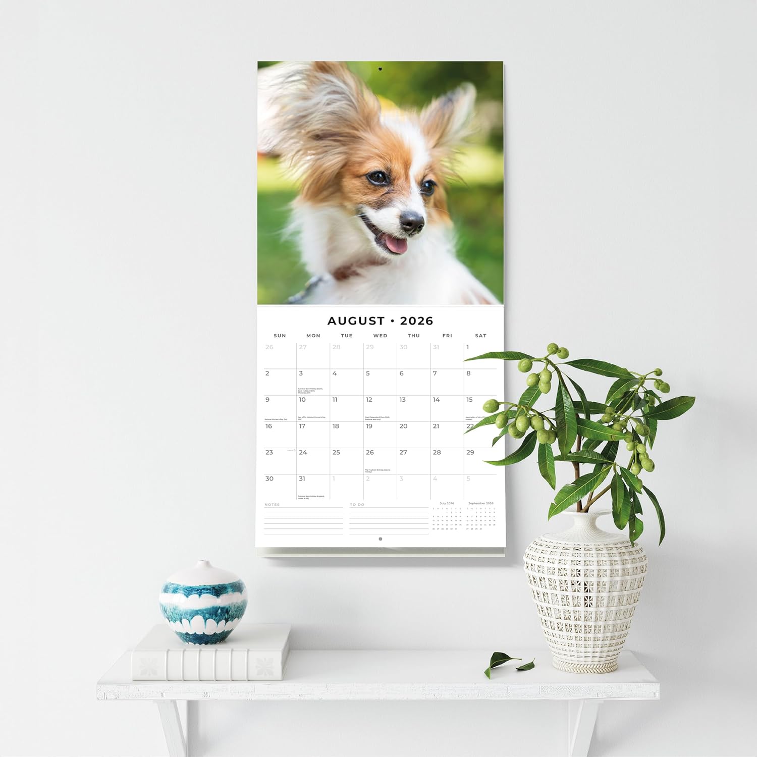 Red Robin 2026 Papillions Monthly Wall Calendar | 12" x 24" Open | Premium Thick & Sturdy Paper | Hangable 12 Month Calendar | Lined Notes & To Do Area | Vivid Images | Plastic Free