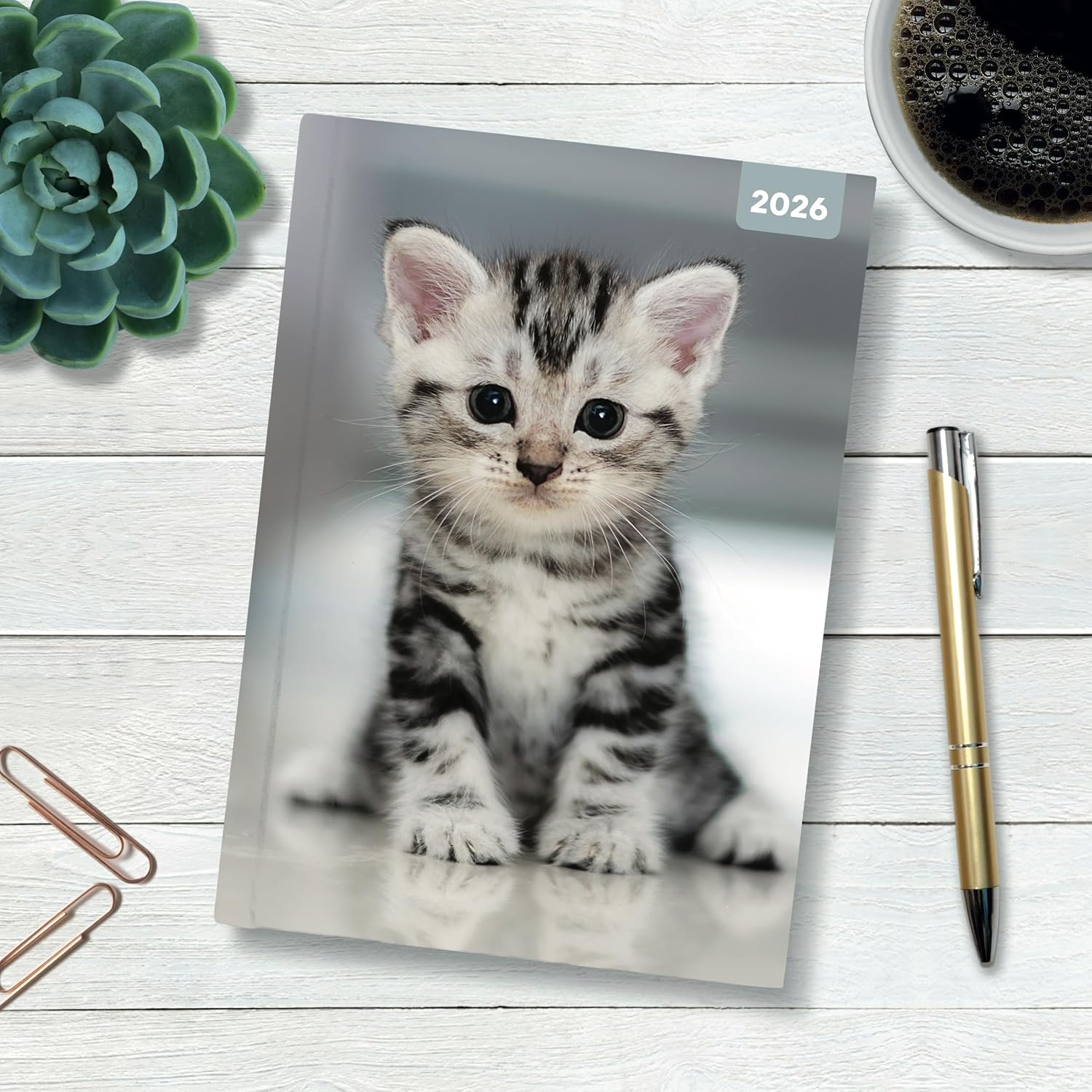 Red Robin 2026 Cute Kittens Weekly Planner, A5 Padded 8 1/2" x 6" | Premium Thick & Sturdy Paper | Full Week View | Plastic Free