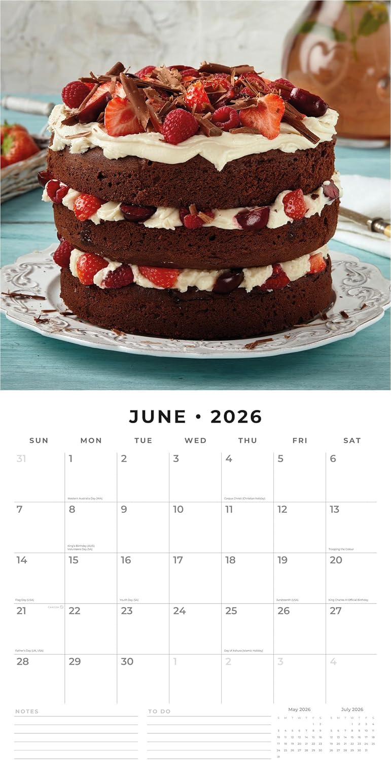 Red Robin 2026 Baking Monthly Wall Calendar | 12" x 24" Open | Premium Thick & Sturdy Paper | Hangable 12 Month Calendar | Lined Notes & To Do Area | Vivid Images | Plastic Free