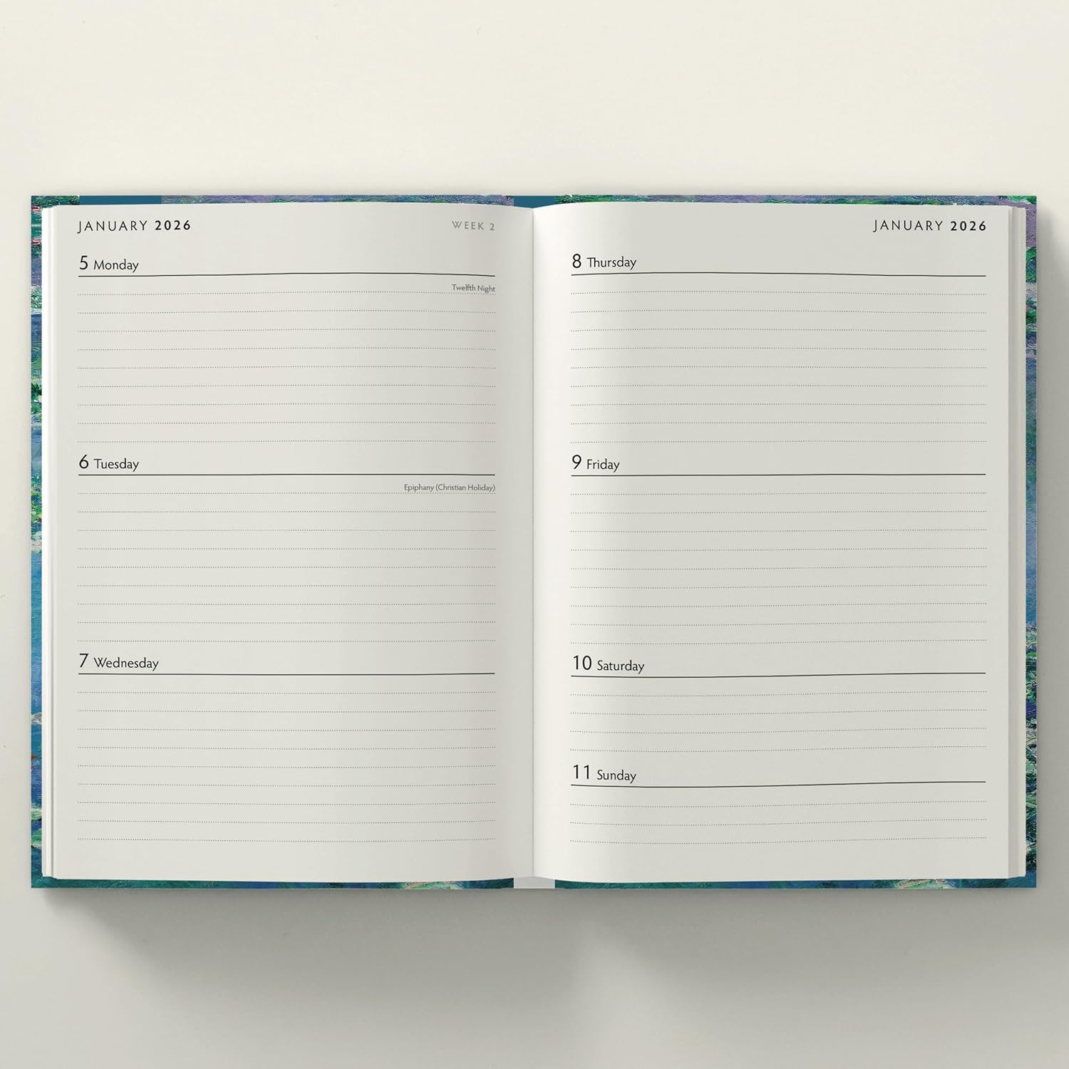 Red Robin 2026 Monet Weekly Planner, A5 Padded 8 1/2" x 6" | Premium Thick & Sturdy Paper | Full Week View | Plastic Free