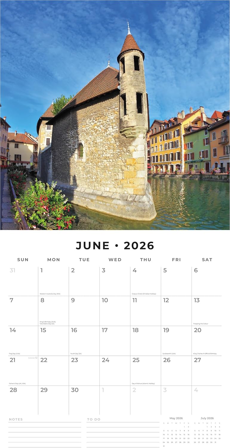 Red Robin 2026 Provence Monthly Wall Calendar | 12" x 24" Open | Premium Thick & Sturdy Paper | Hangable 12 Month Calendar | Lined Notes & To Do Area | Vivid Images | Plastic Free