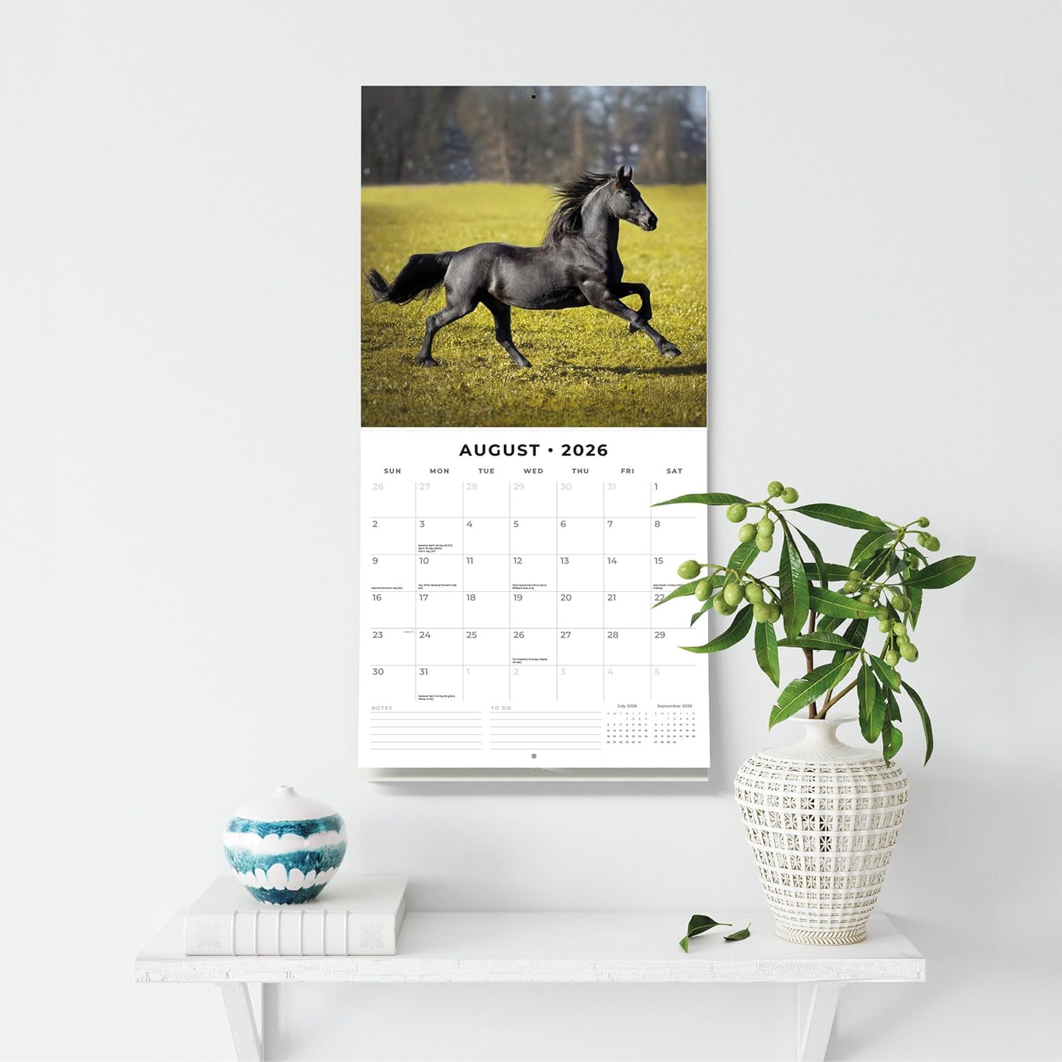 Red Robin 2026 Horses Monthly Wall Calendar | 12" x 24" Open | Premium Thick & Sturdy Paper | Hangable 12 Month Calendar | Lined Notes & To Do Area | Vivid Images | Plastic Free