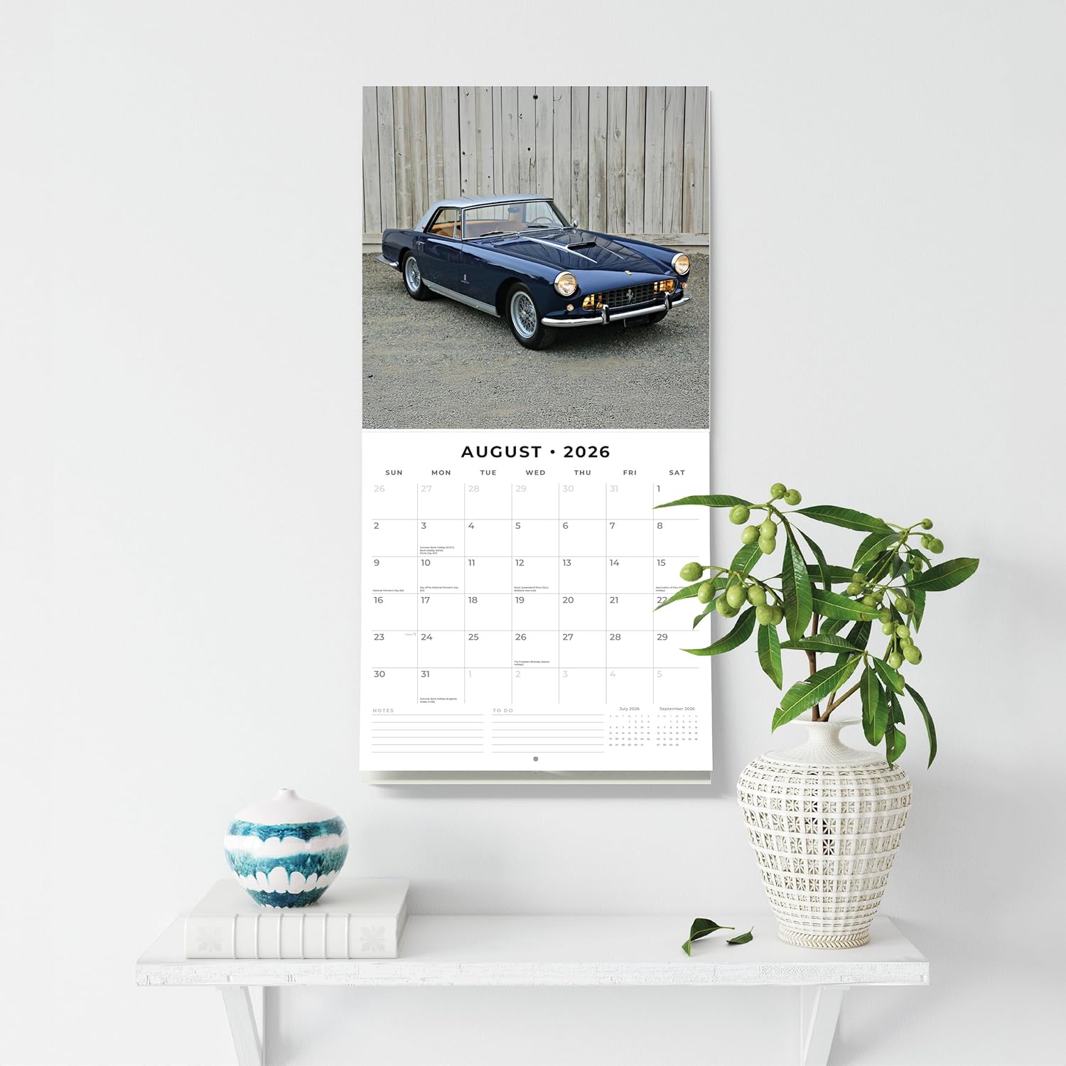 Red Robin 2026 Ferrari Monthly Wall Calendar | 12" x 24" Open | Premium Thick & Sturdy Paper | Hangable 12 Month Calendar | Lined Notes & To Do Area | Vivid Images | Plastic Free