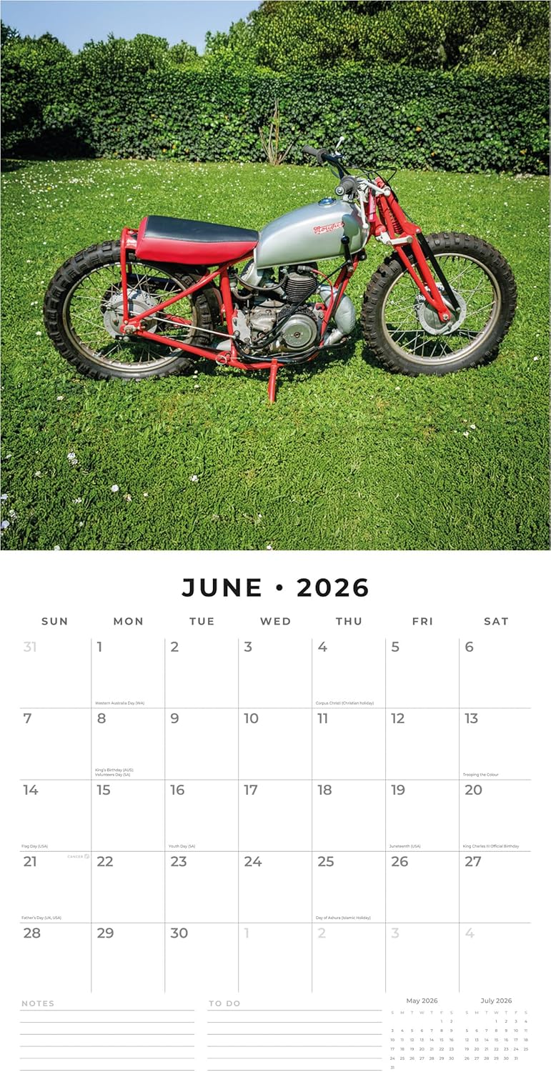 Red Robin 2026 Classic Bikes Monthly Wall Calendar | 12" x 24" Open | Premium Thick & Sturdy Paper | Hangable 12 Month Calendar | Lined Notes & To Do Area | Vivid Images | Plastic Free