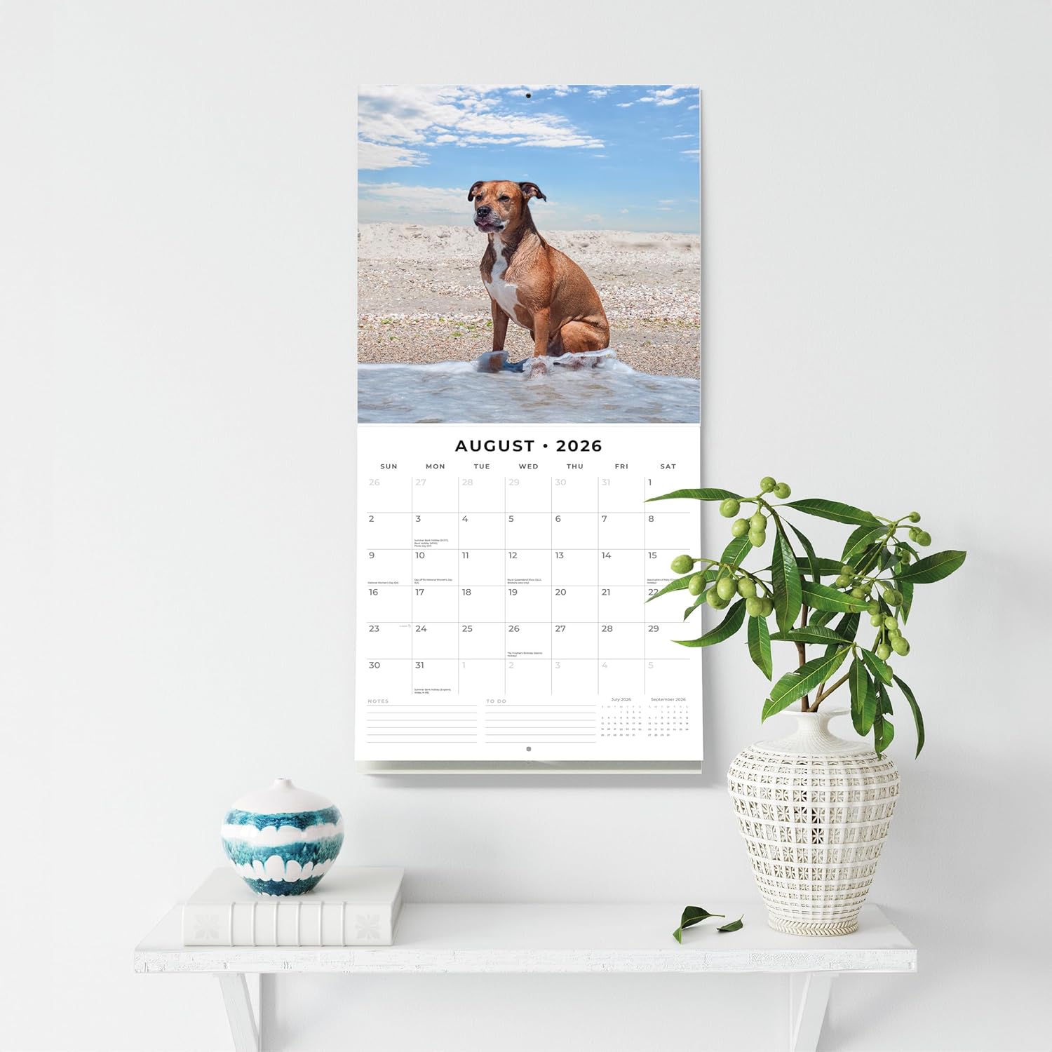 Red Robin 2026 American Pit Bull Terriers Monthly Wall Calendar | 12" x 24" Open | Premium Thick & Sturdy Paper | Hangable 12 Month Calendar | Lined Notes & To Do Area | Vivid Images | Plastic Free