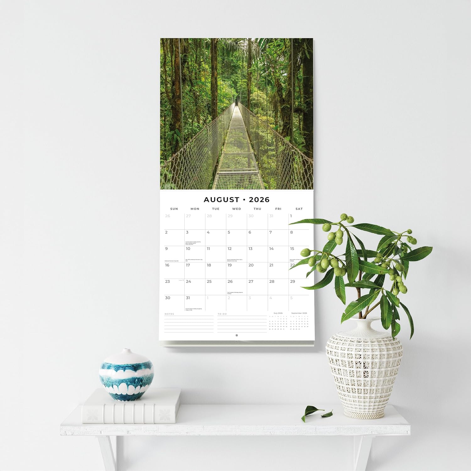 Red Robin 2026 Costa Rica Monthly Wall Calendar | 12" x 24" Open | Premium Thick & Sturdy Paper | Hangable 12 Month Calendar | Lined Notes & To Do Area | Vivid Images | Plastic Free
