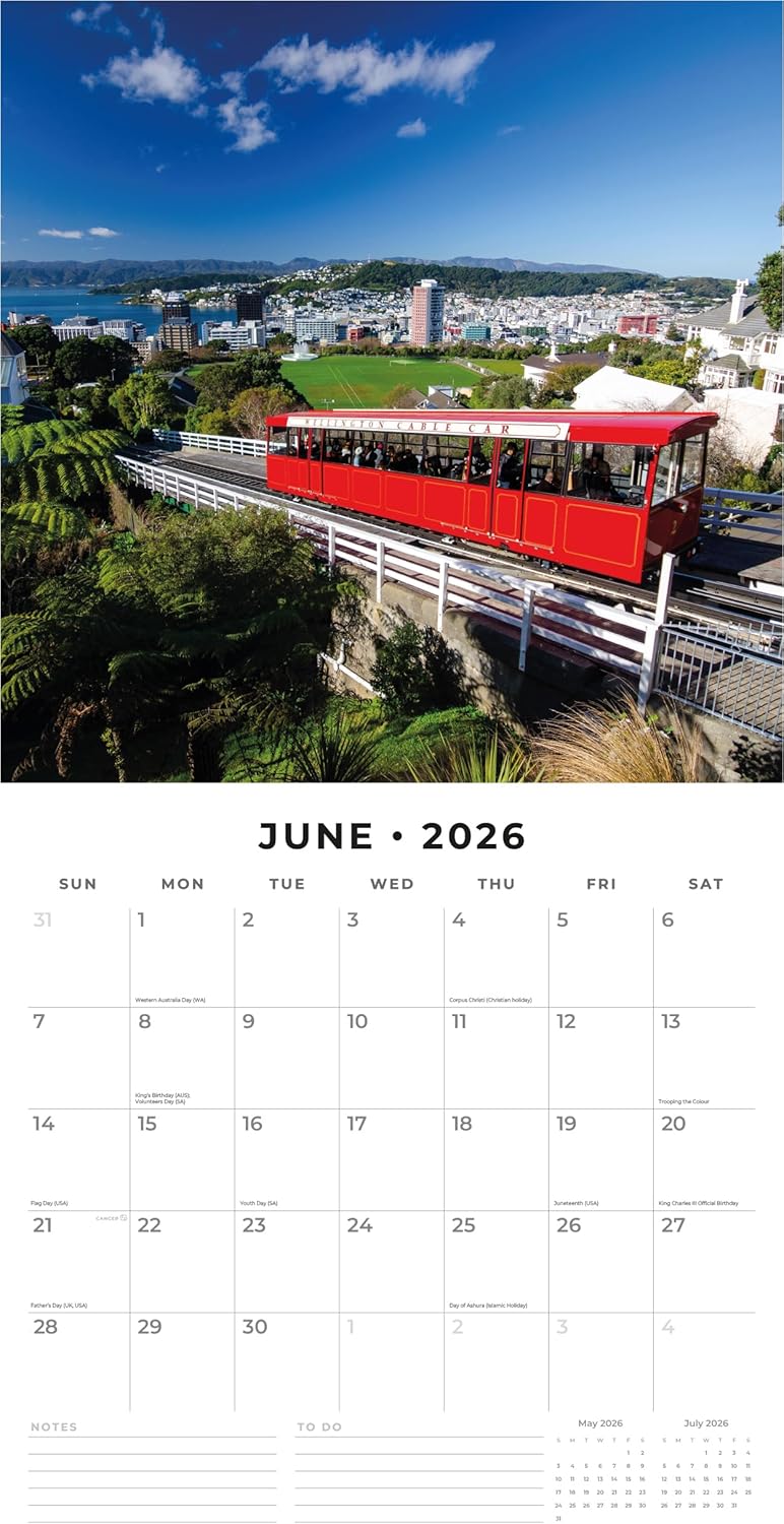 Red Robin 2026 New Zealand Monthly Wall Calendar | 12" x 24" Open | Premium Thick & Sturdy Paper | Hangable 12 Month Calendar | Lined Notes & To Do Area | Vivid Images | Plastic Free