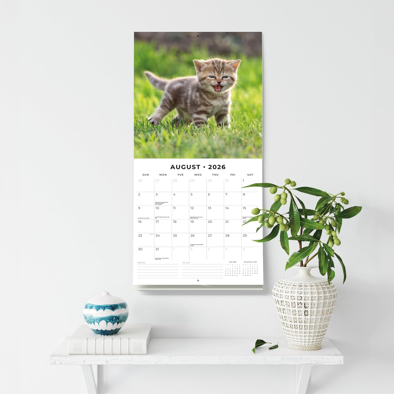 Red Robin 2026 Cute Kittens Monthly Wall Calendar | 12" x 24" Open | Premium Thick & Sturdy Paper | Hangable 12 Month Calendar | Lined Notes & To Do Area | Vivid Images | Plastic Free