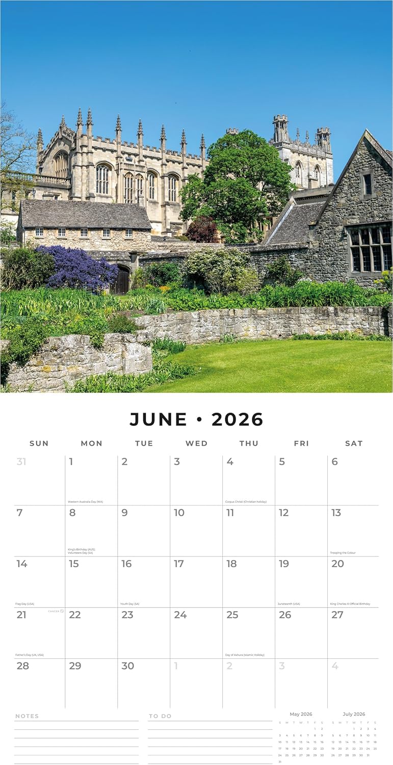 Red Robin 2026 Landmarks of Britain Monthly Wall Calendar | 12" x 24" Open | Premium Thick & Sturdy Paper | Hangable 12 Month Calendar | Lined Notes & To Do Area | Vivid Images | Plastic Free